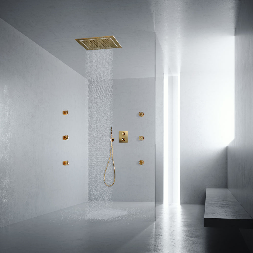 Copper shower  Bathroom shower accessories, Shower wall, House bathrooms