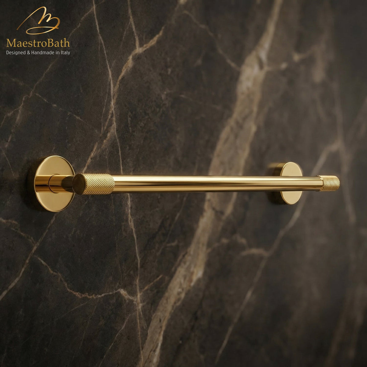 Wall mounted brass towel bar, 24 inch, made of solid brass #color_polished gold