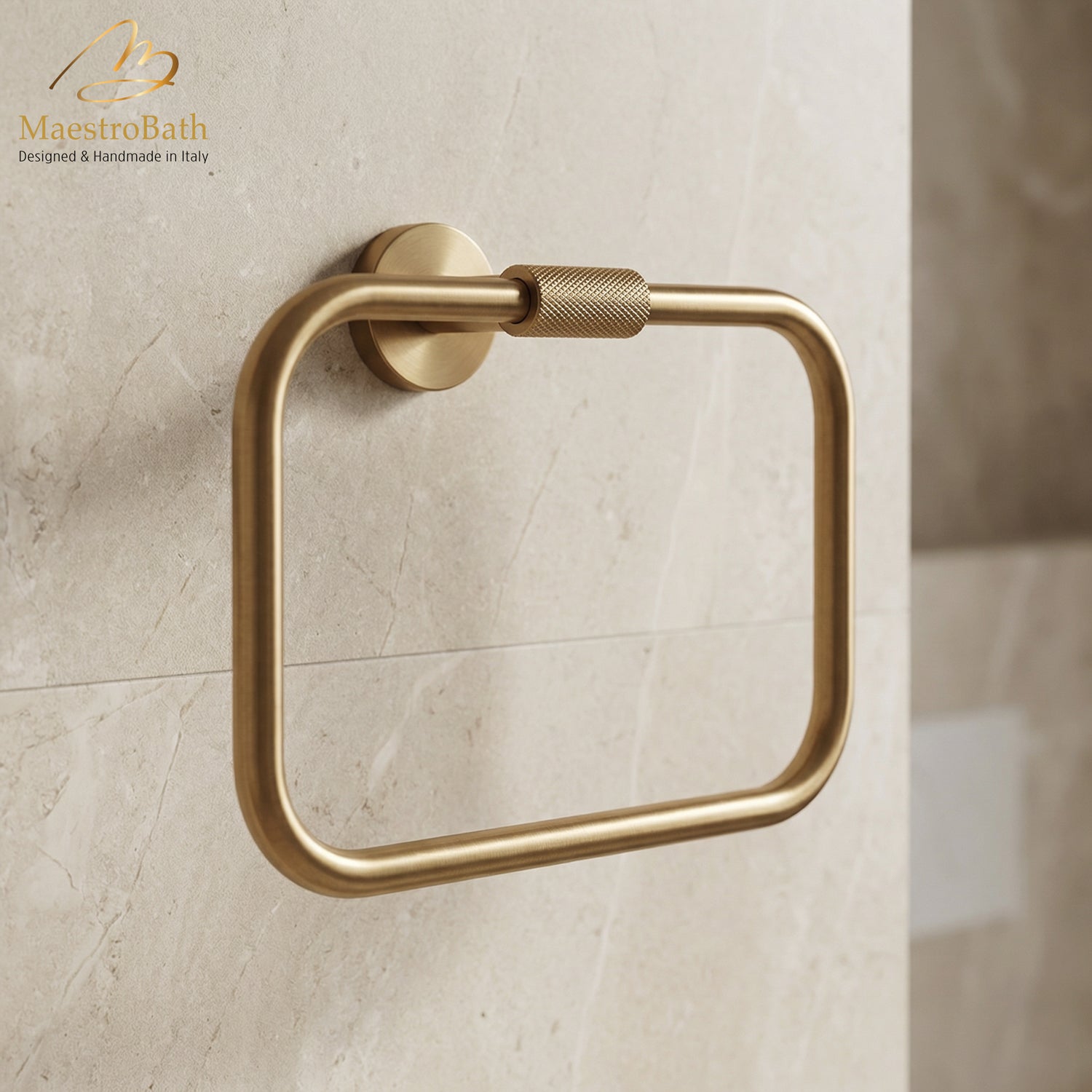 Forward Square Towel Ring #color_brushed gold