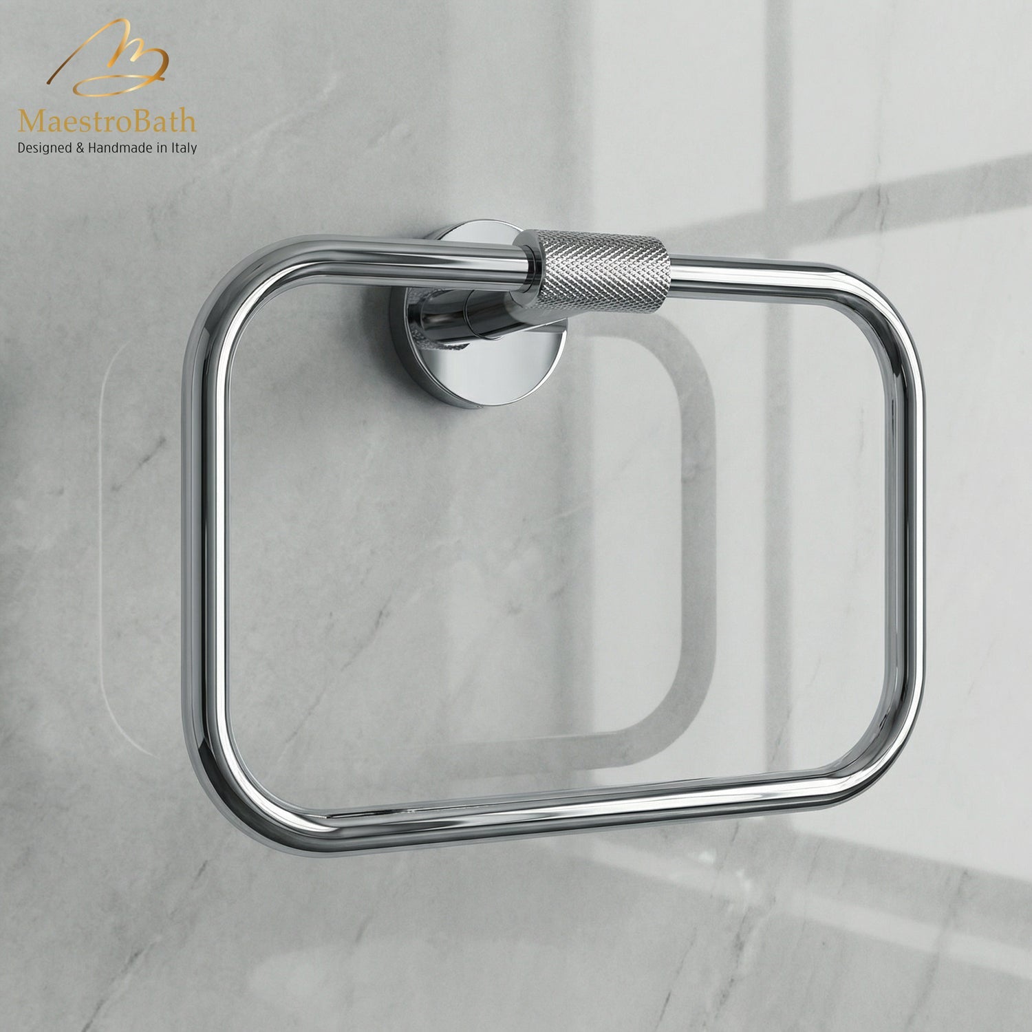 Forward Square Towel Ring #color_polished chrome