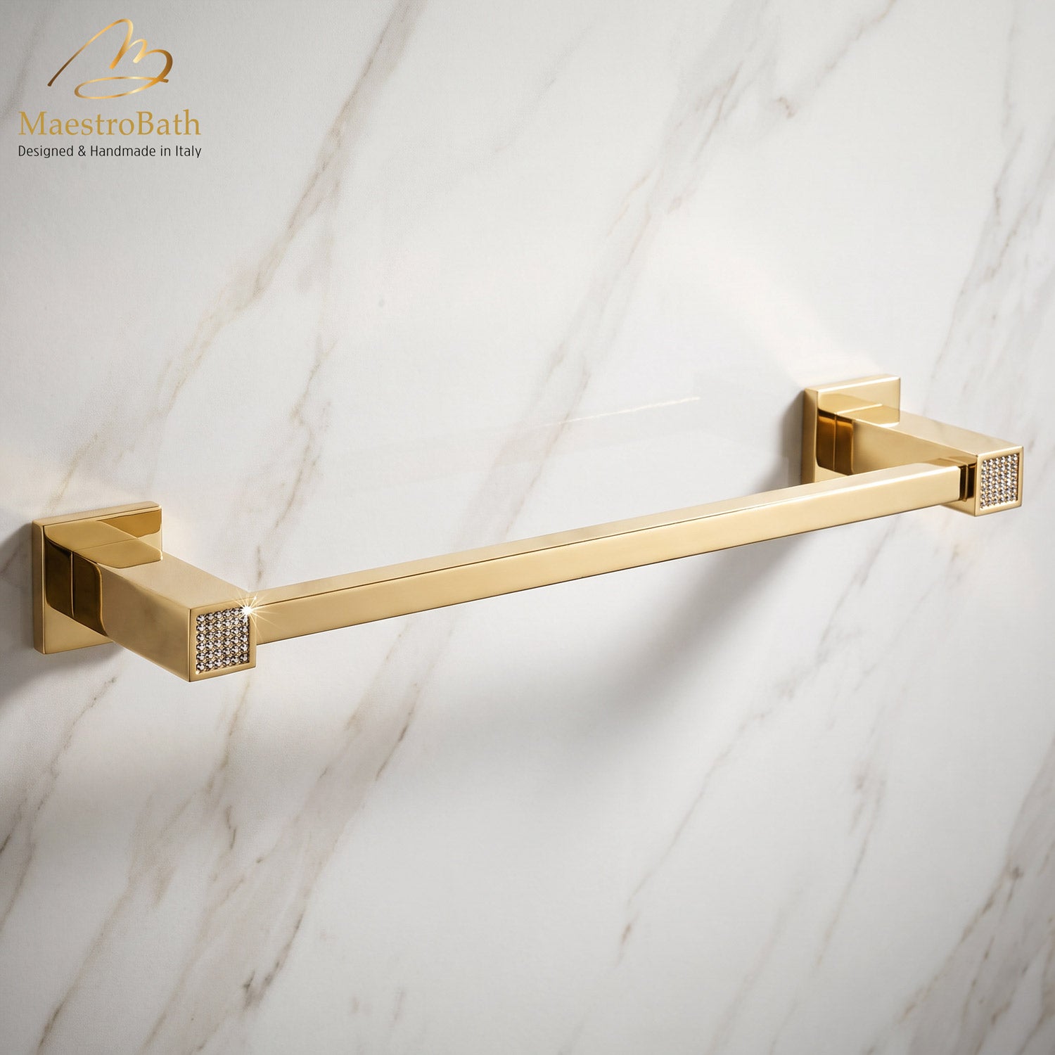 Skip Diamond 16" Towel Bar | Polished Gold #color_Polished Gold