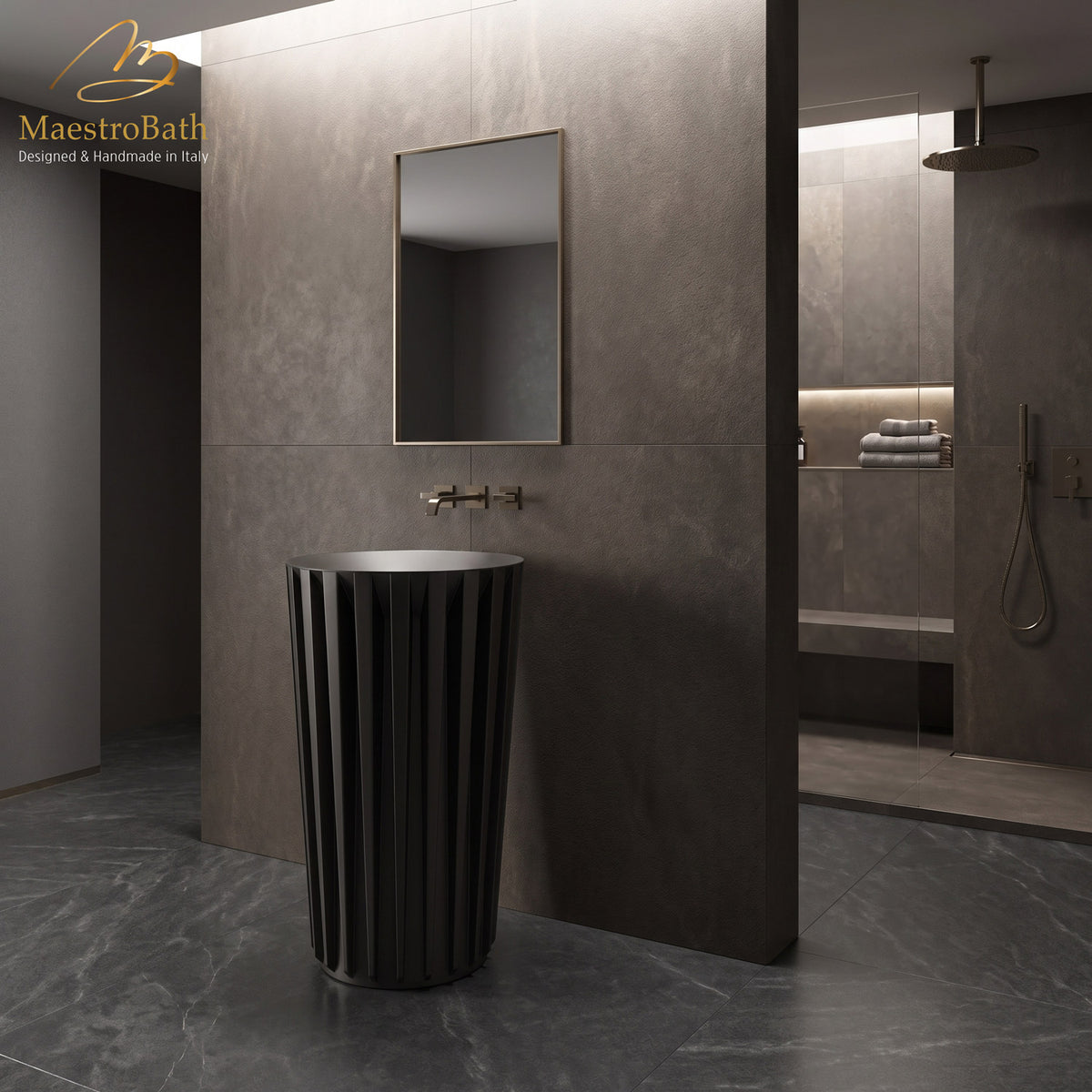 Gloria Modern Pedestal Sink | Black #color_black