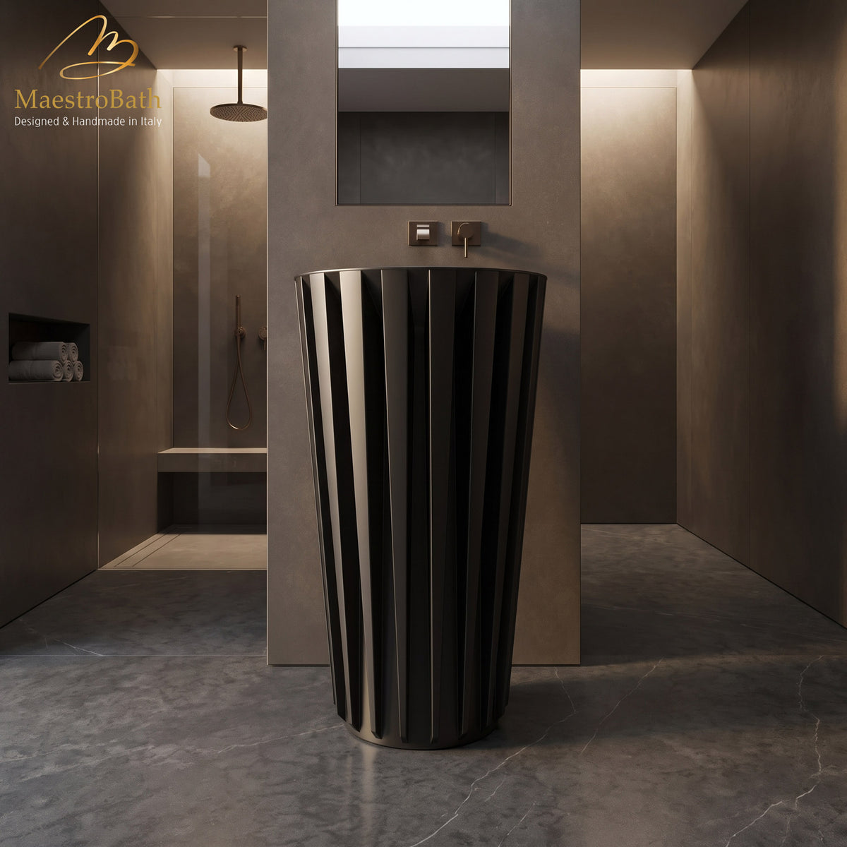 Gloria Modern Pedestal Sink | Black #color_black