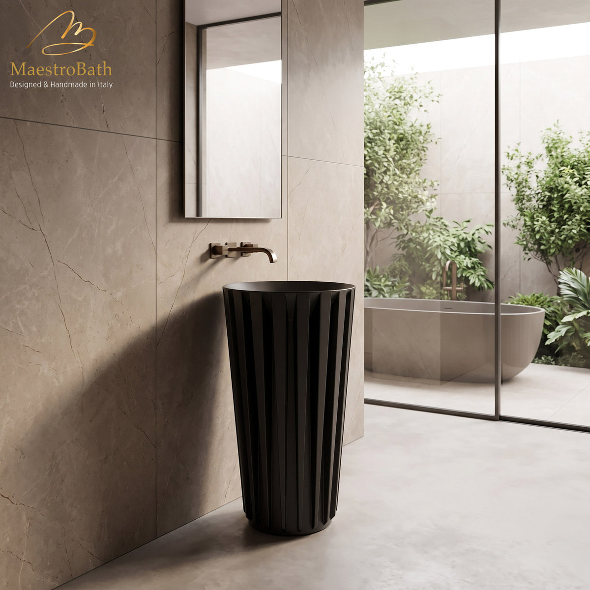 Gloria Modern Pedestal Sink | Black #color_black