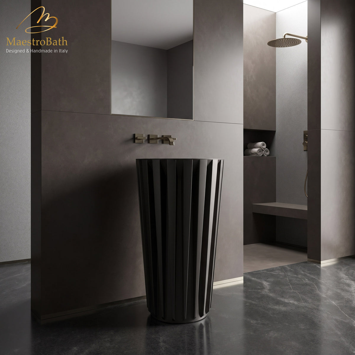 Gloria Modern Pedestal Sink | Black #color_black
