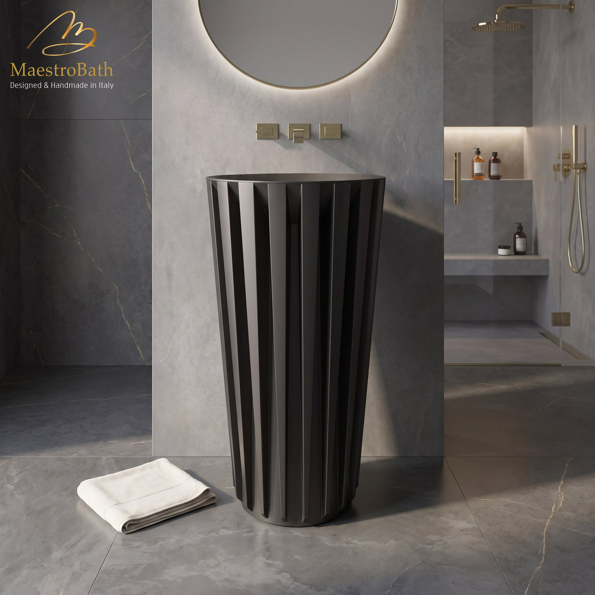 Gloria Modern Pedestal Sink | Black #color_black