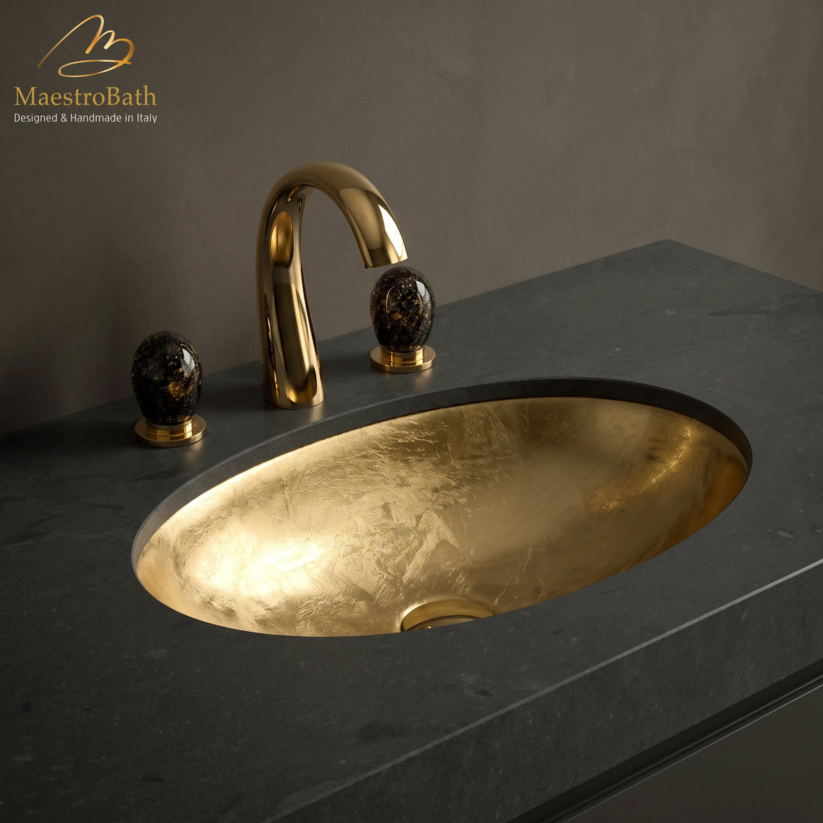 Flou Undermount Modern bathroom sink, 20 inch by 15.3 inch with a 6.2 inch basin depth #color_gold leaf