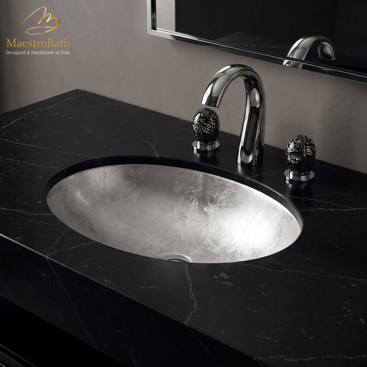 Flou Undermount Modern bathroom sink #color_silver leaf
