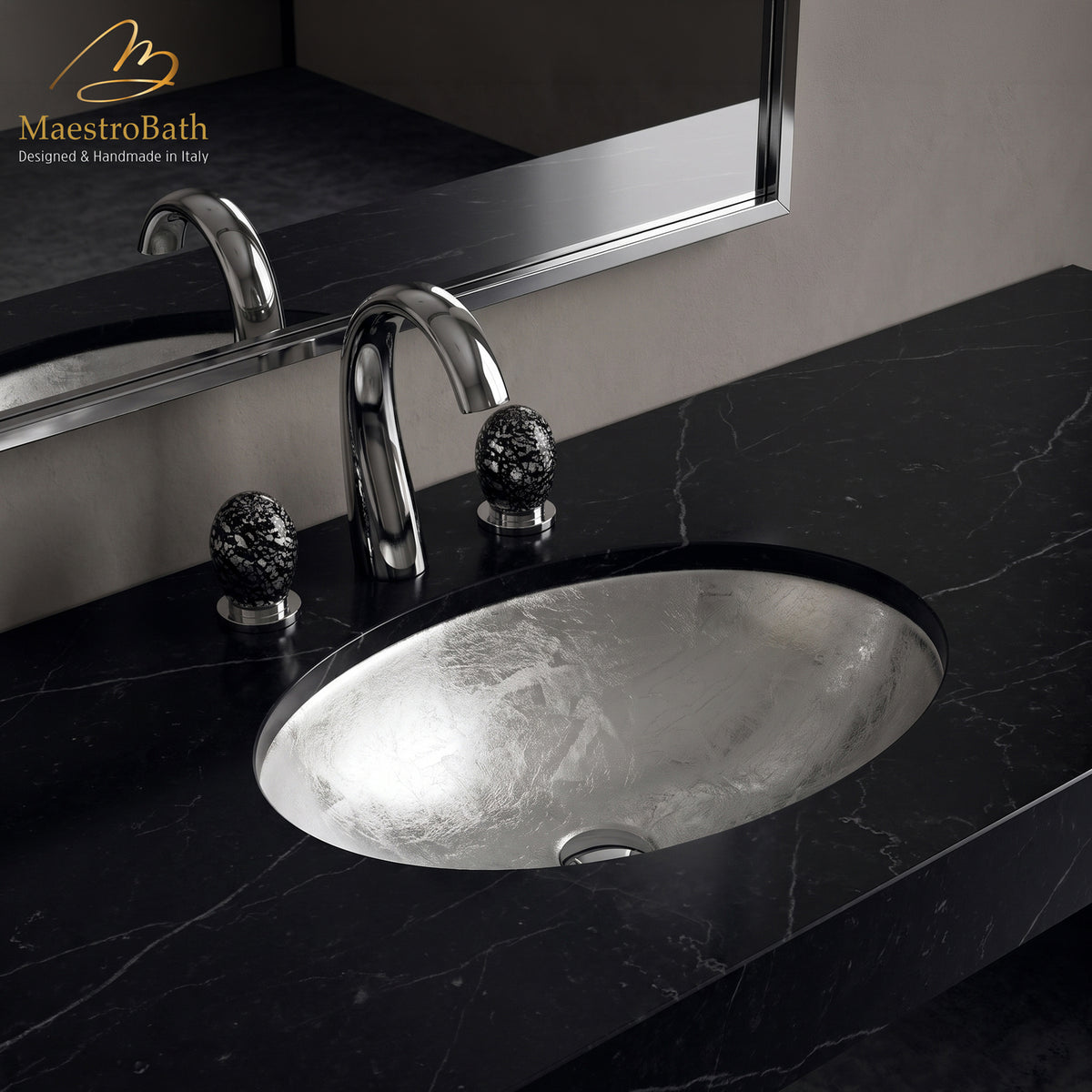 Flou Undermount Modern bathroom sink #color_silver leaf