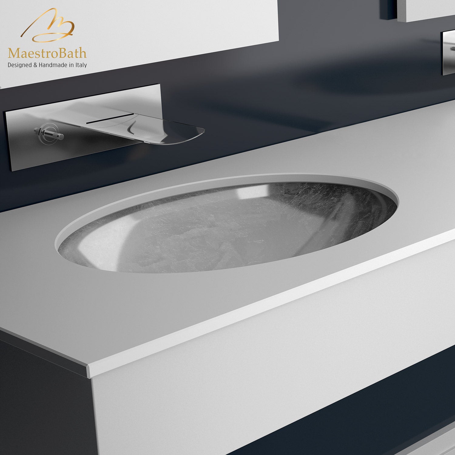 Flou Undermount Modern bathroom sink #color_silver leaf
