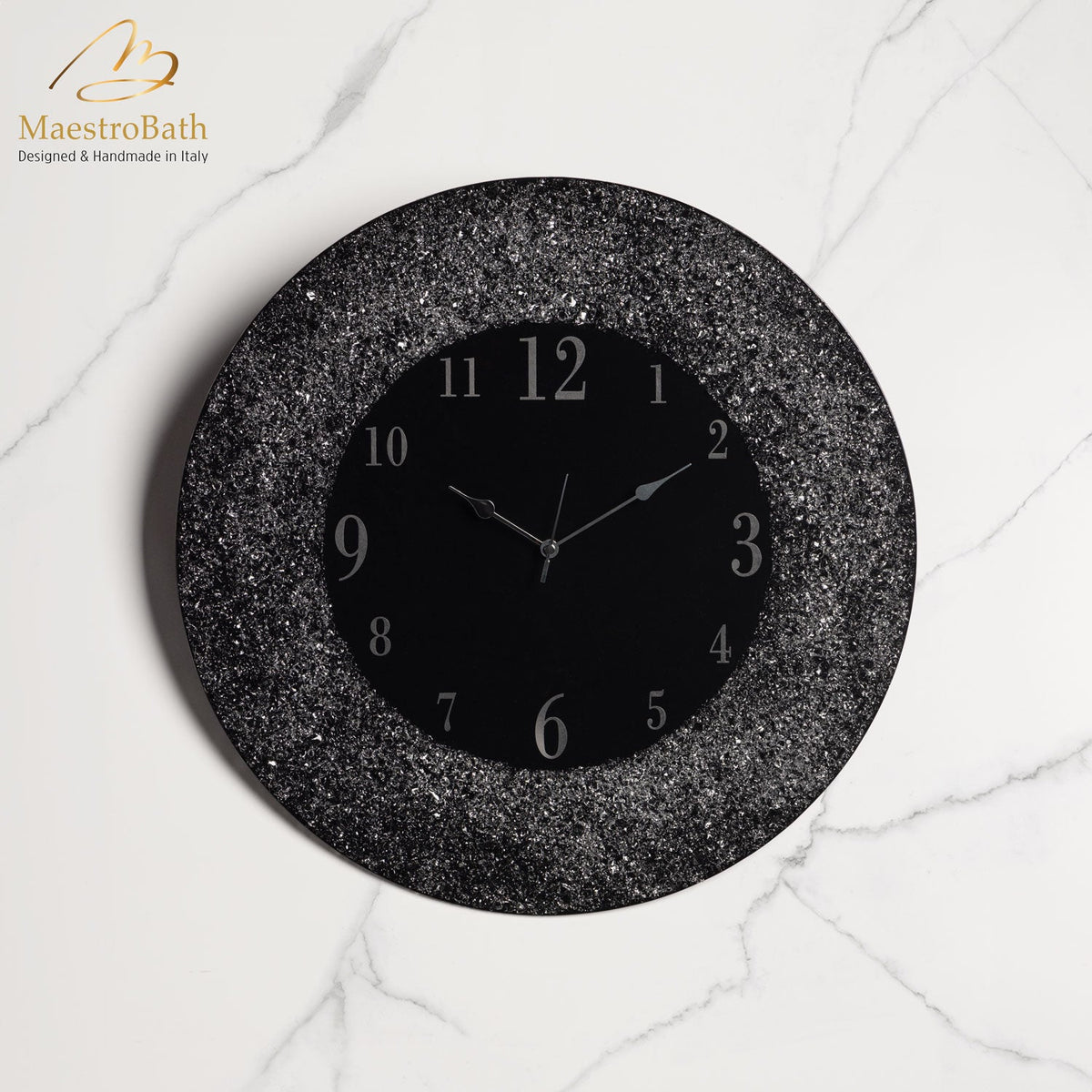 Murano Circular Wall Clock, shown in black, 19.6 inch