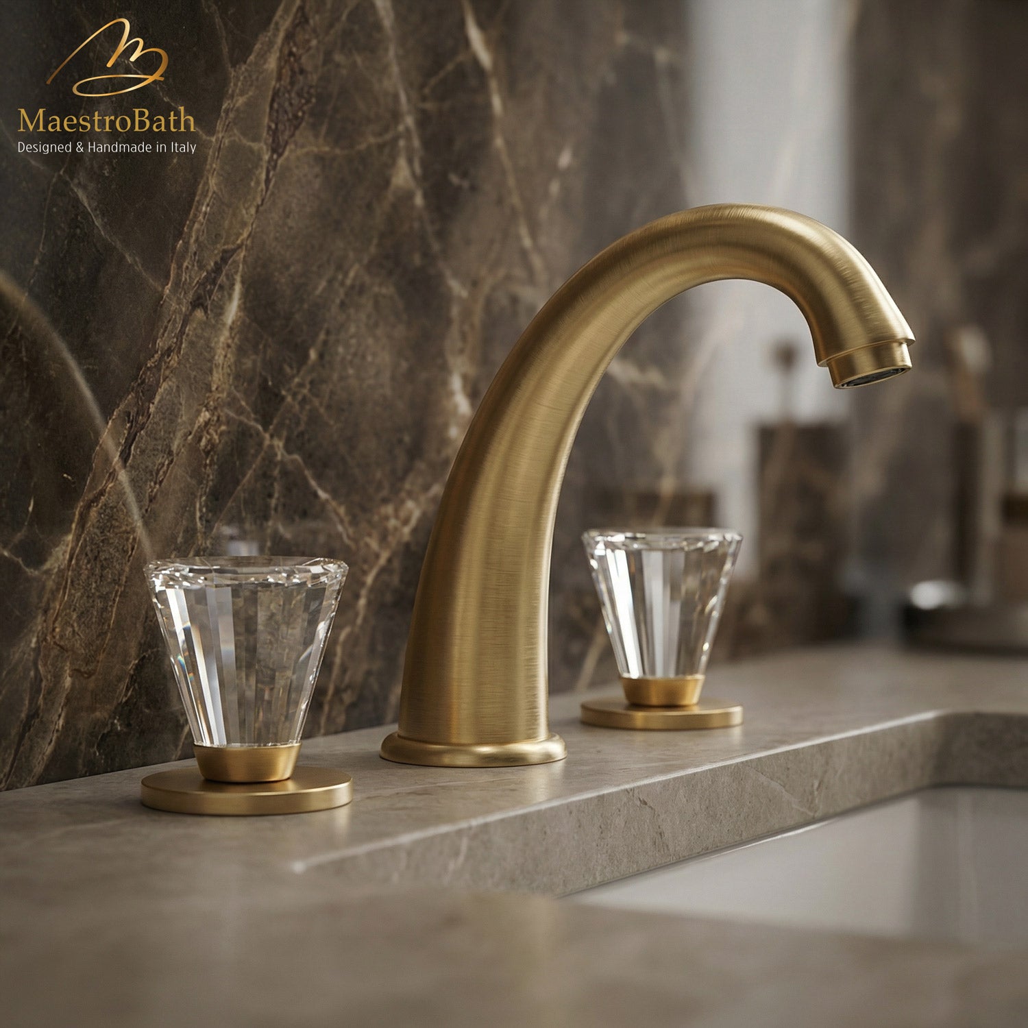 Artik 3-Hole Polished Gold Luxury Bathroom Faucet #color_brushed gold