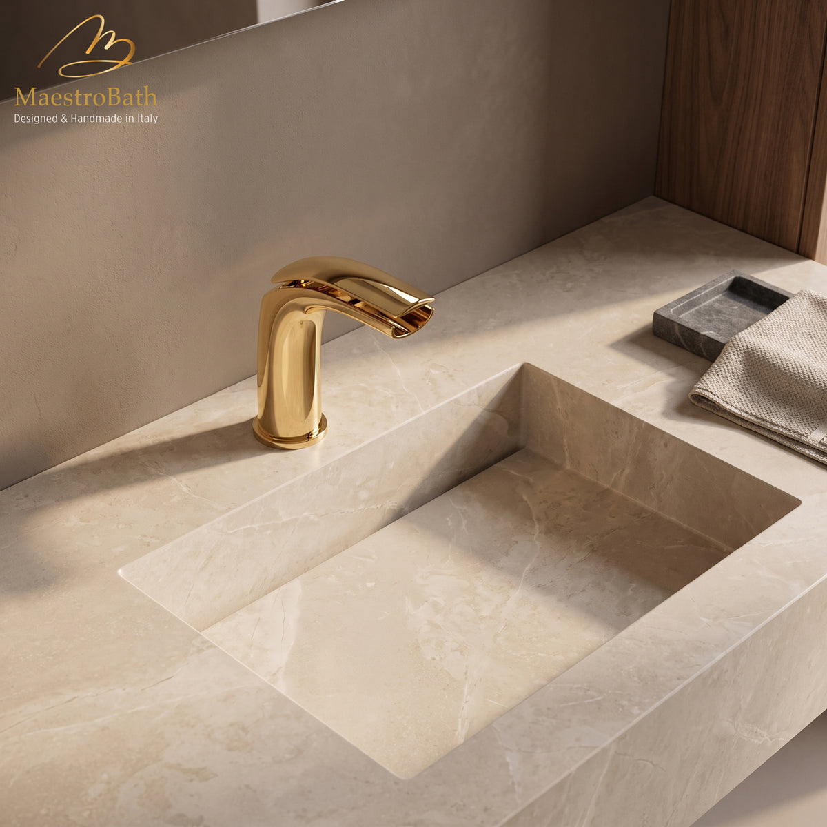 Italian Designer Vessel Sink Faucet #color_polished gold