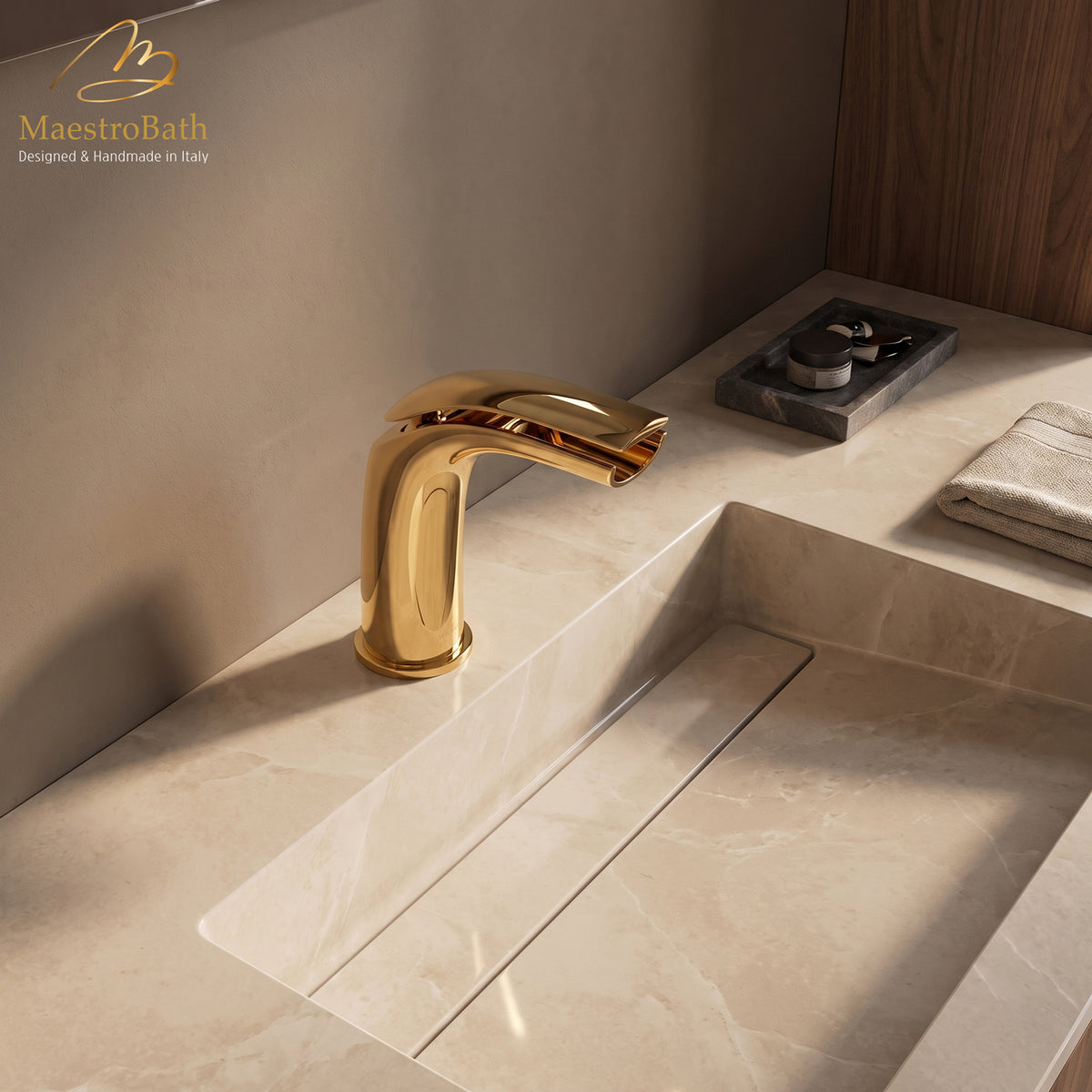 Italian Designer Vessel Sink Faucet #color_polished gold