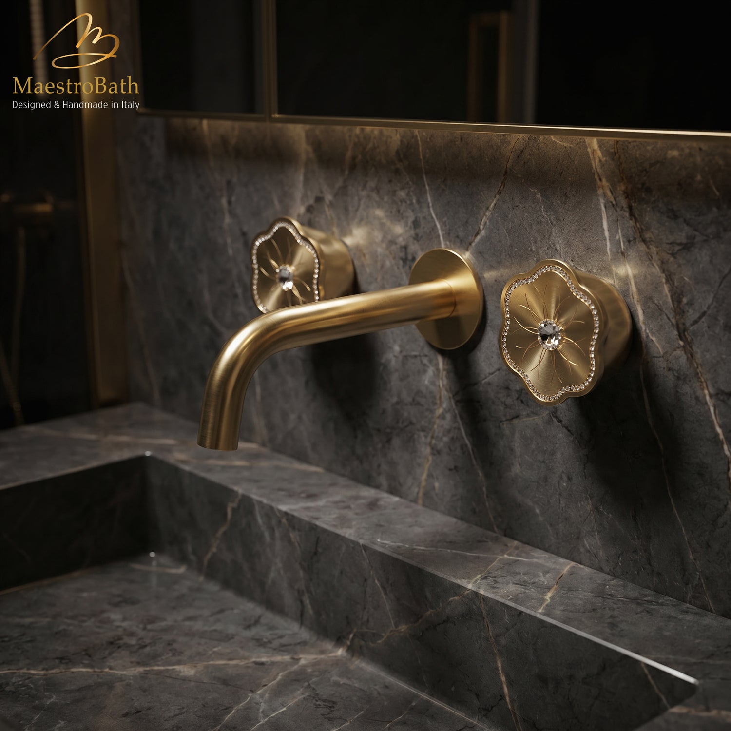 CLODETTE Luxury Wall-mount Bathroom Faucet #color_brushed gold