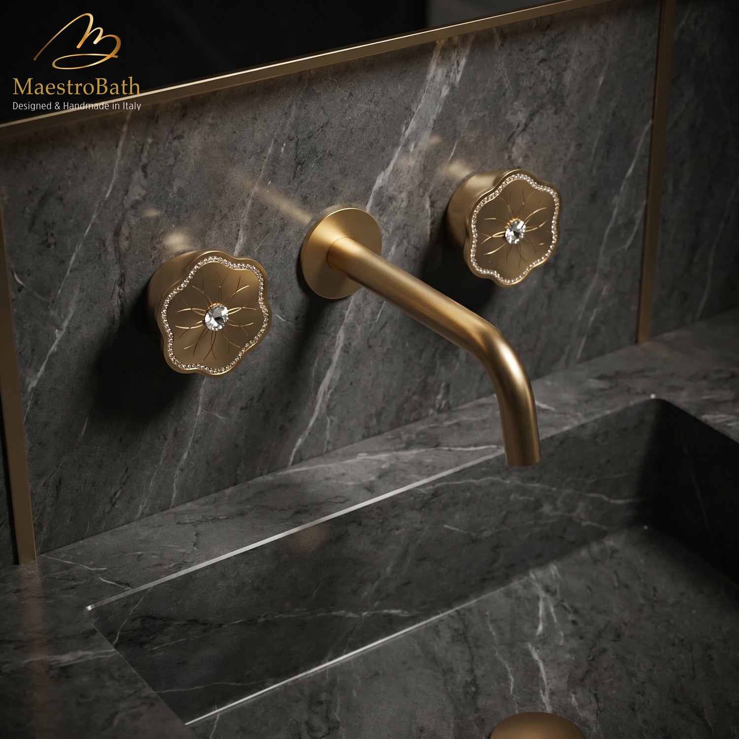 CLODETTE Luxury Wall-mount Bathroom Faucet #color_matte gold