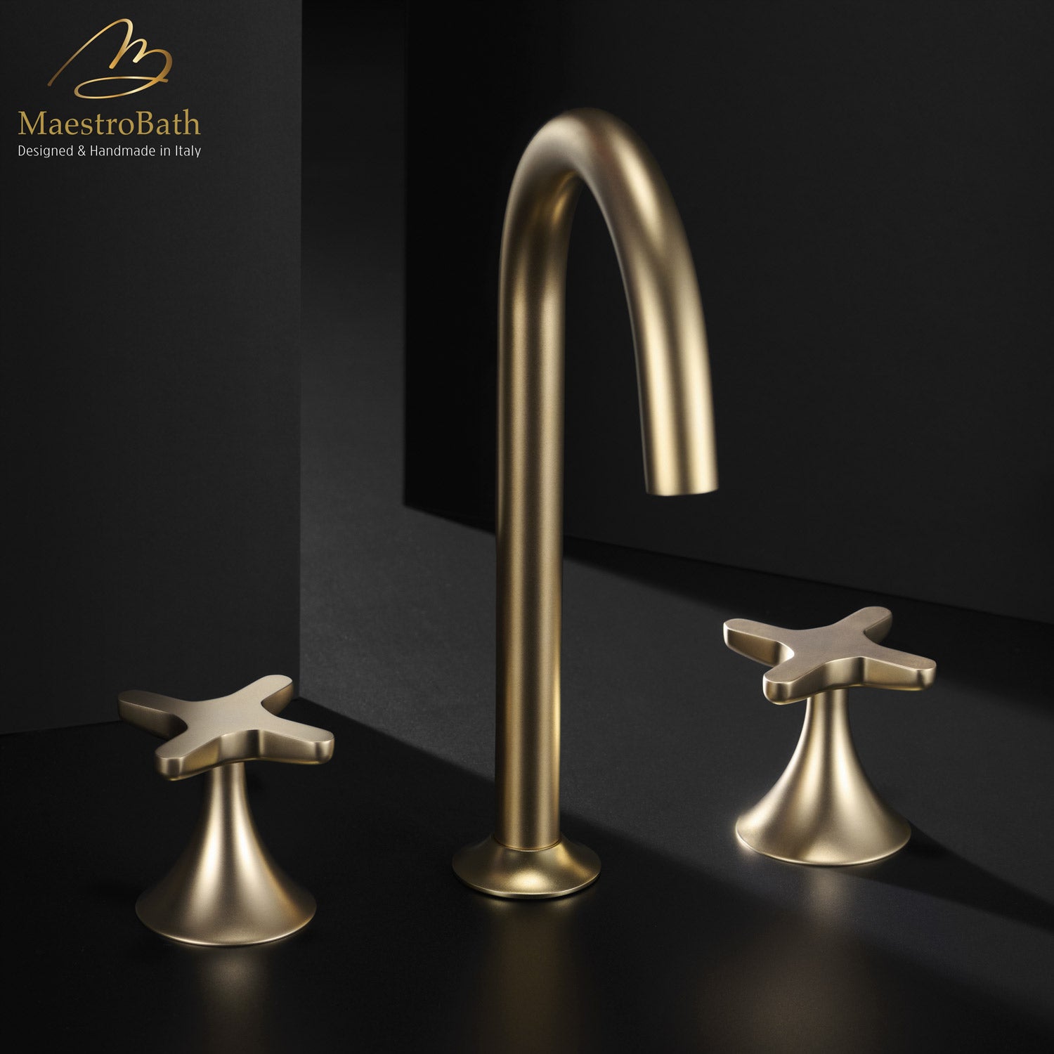 Fioritura Luxury 3-hole Bathroom Faucet #color_brushed gold