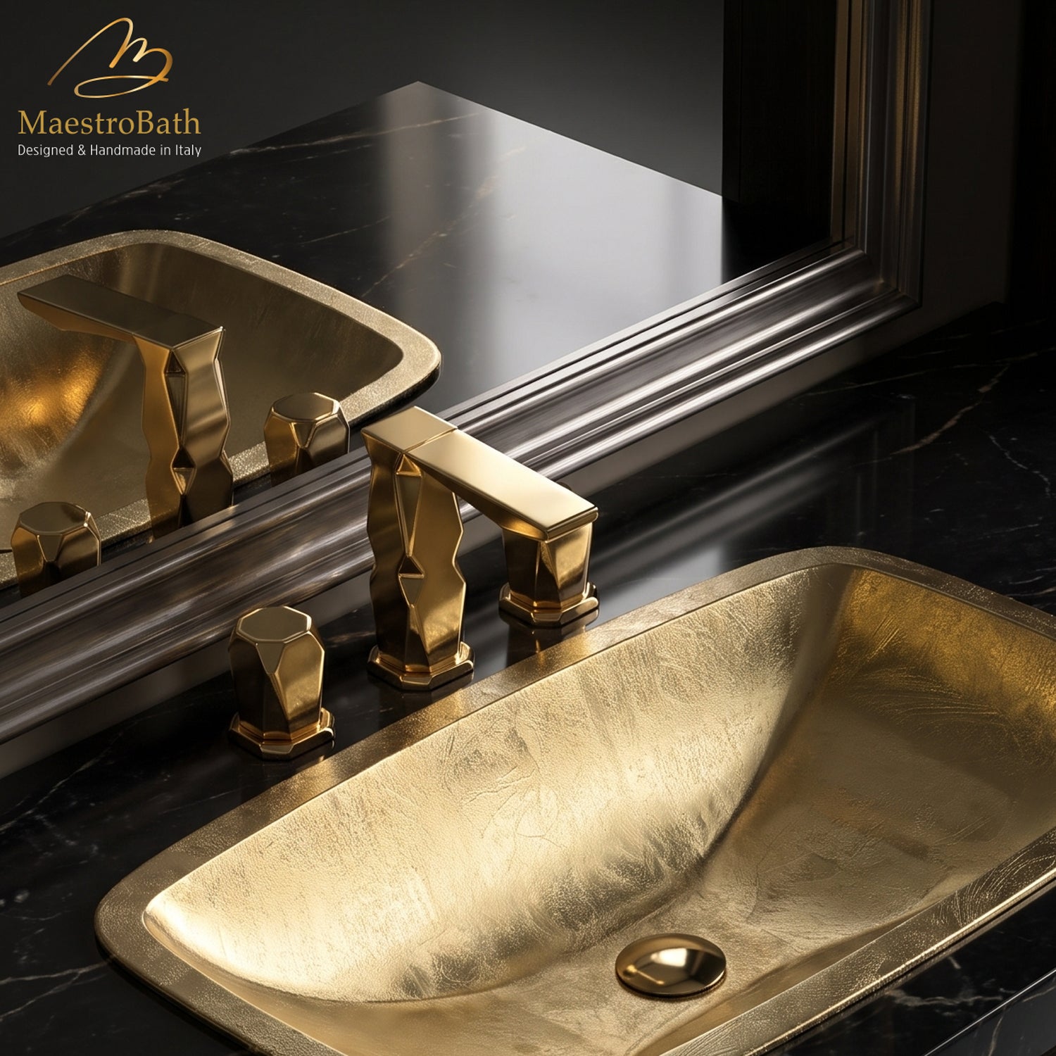 Deck mounted brass three hole bathroom faucet, shown in polished gold, 5.3 inch spout height and a 4.8 inch spout reach #color_polished gold