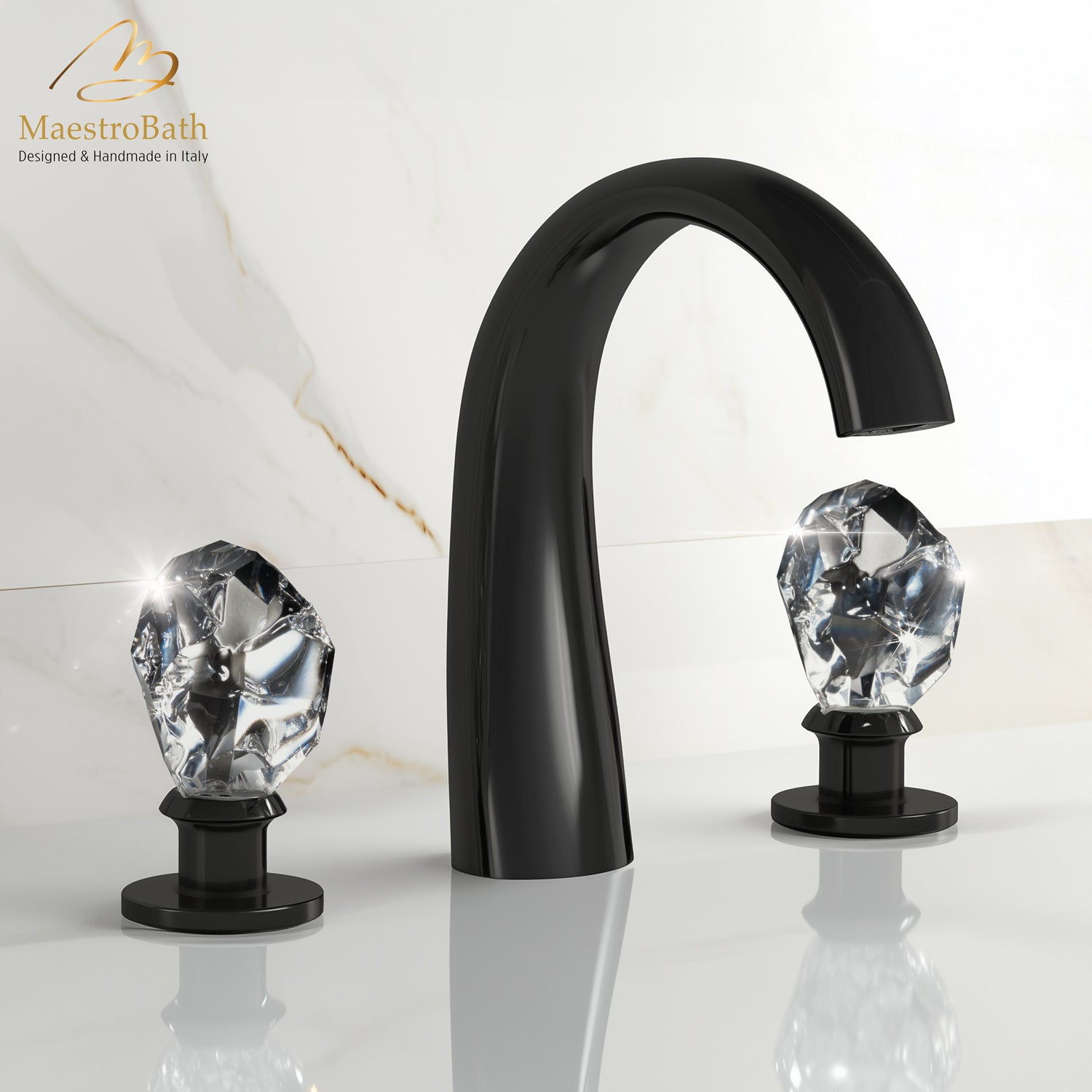 Lux Crystal 3-Hole Bathroom Faucet #color_black