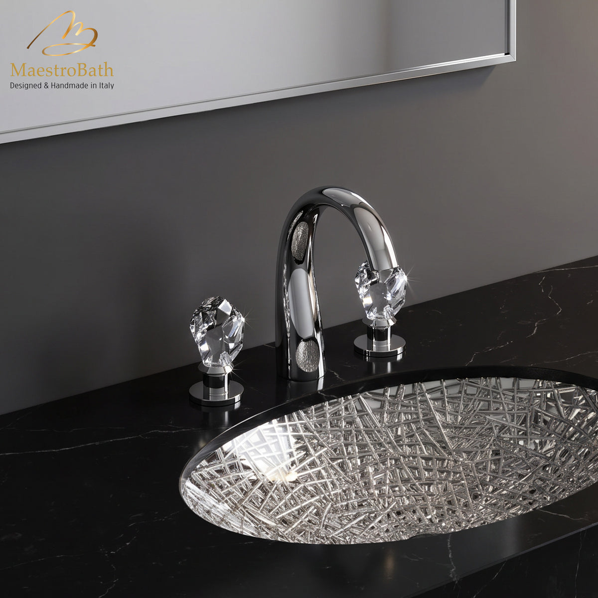 Lux Crystal 3-Hole Bathroom Faucet #color_polished chrome