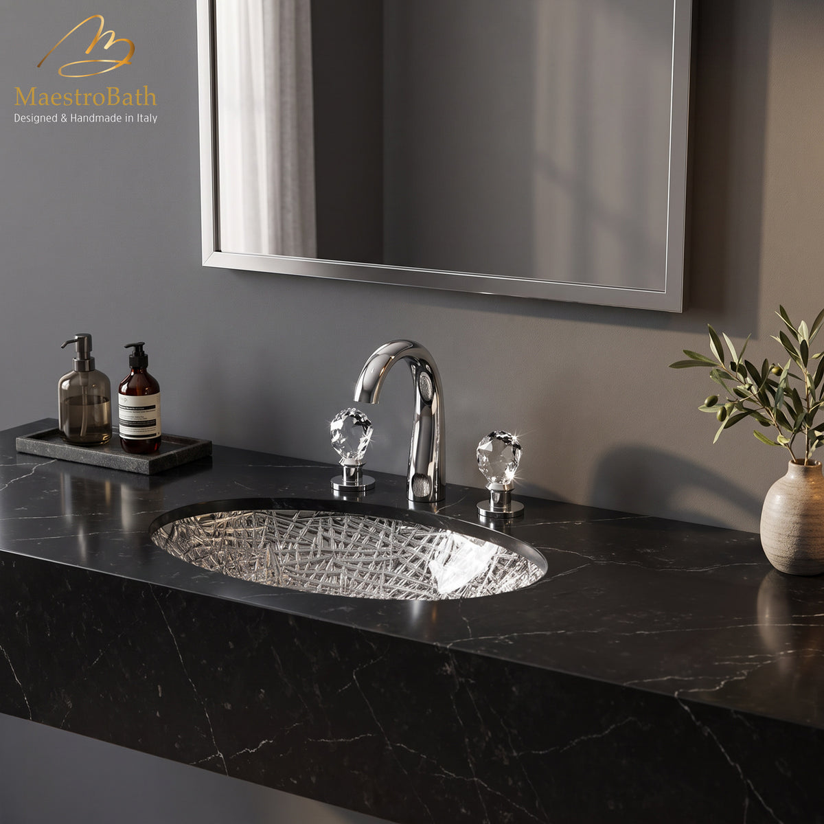 Lux Crystal 3-Hole Bathroom Faucet #color_polished chrome