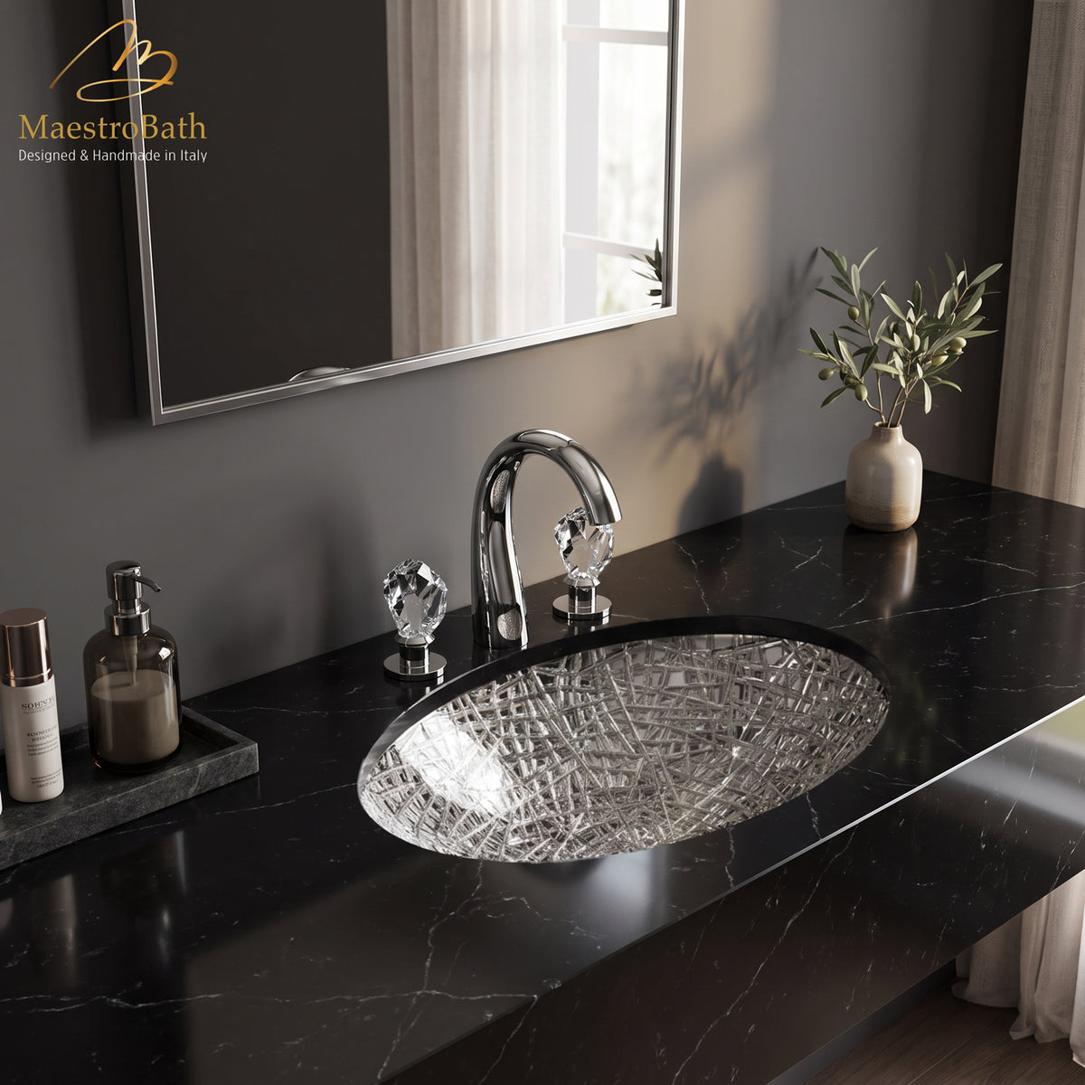Lux Crystal 3-Hole Bathroom Faucet #color_polished chrome