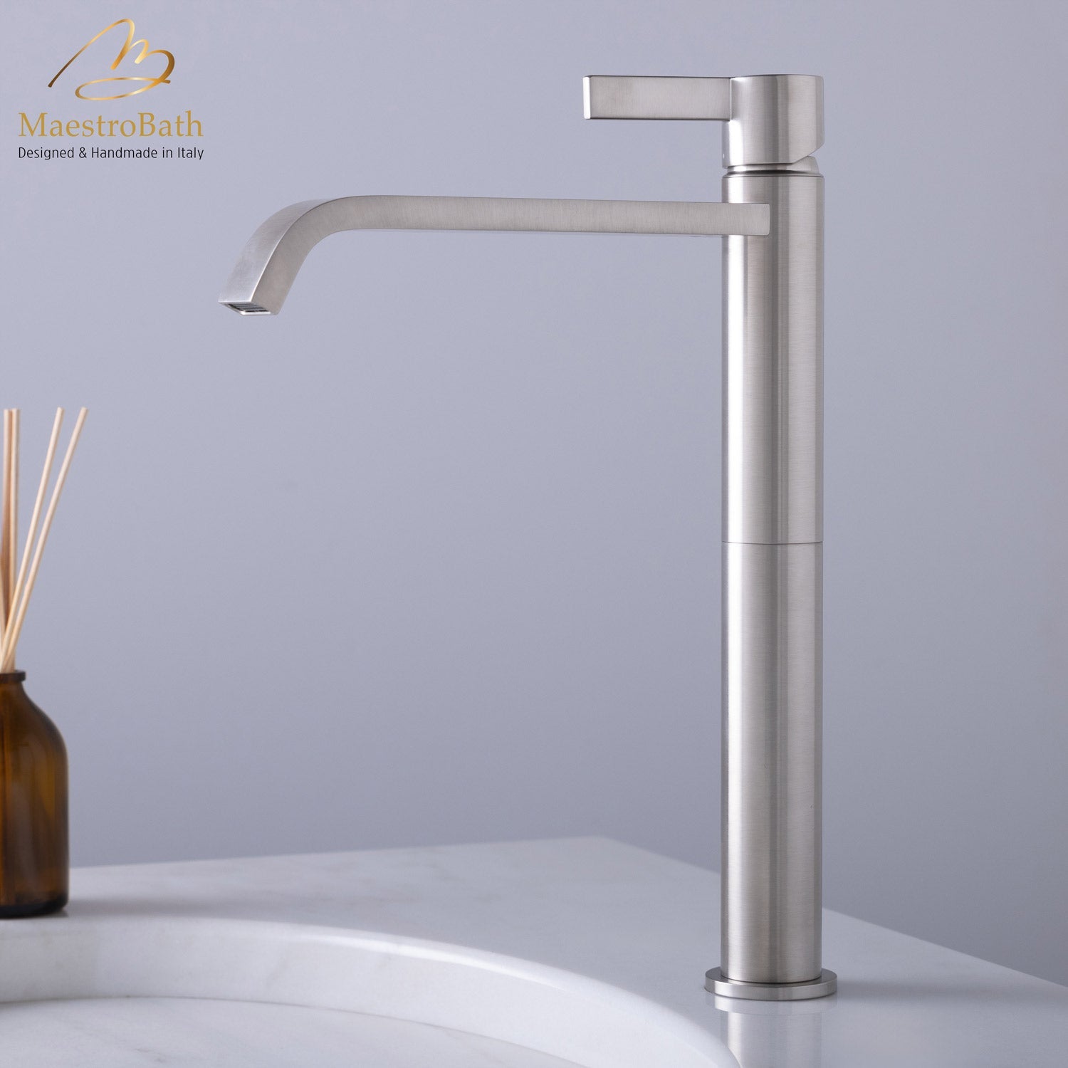 High Single Lever Basin Mixer Faucet #color_brushed nickel