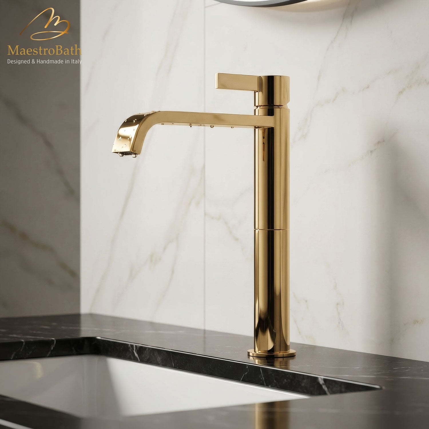 High Single Lever Basin Mixer Faucet #color_polished gold