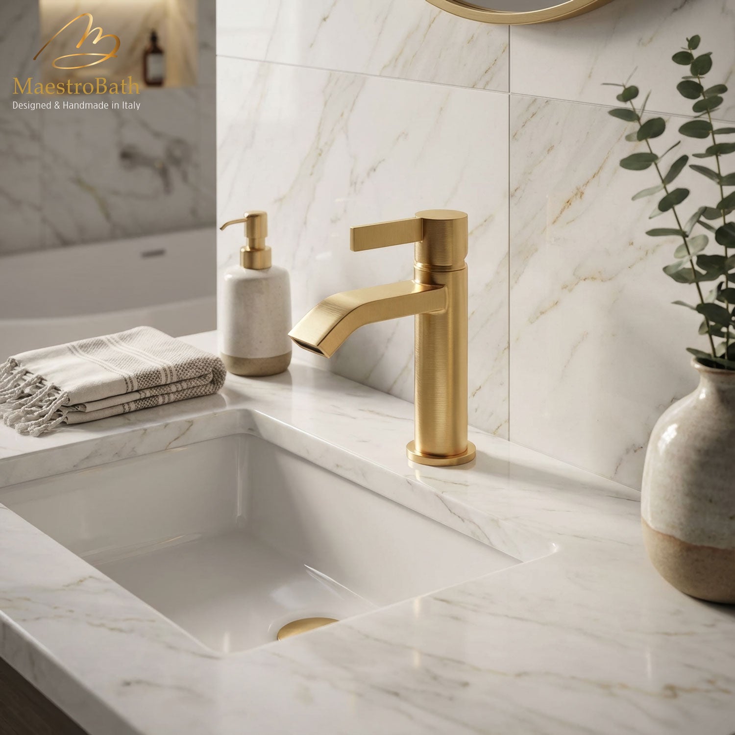 Single Lever Basin Mixer Faucet #color_brushed gold