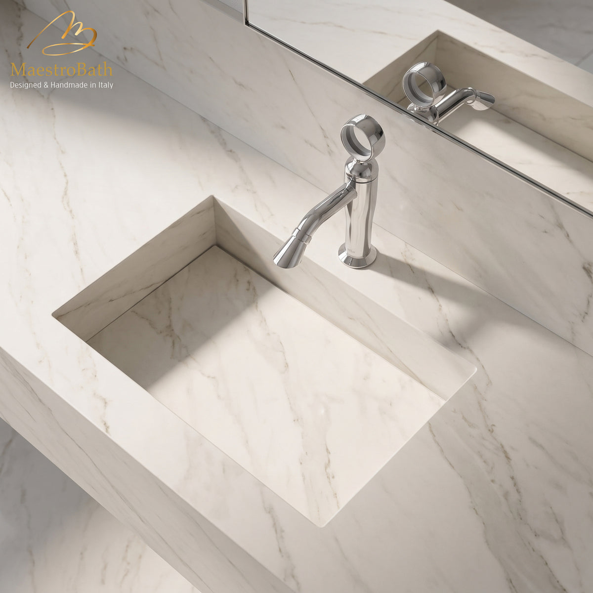 Deck mounted brass single hole bathroom faucet, shown in polished chrome, 8.5 inch spout height and a 5.1 inch spout reach #color_polished chrome
