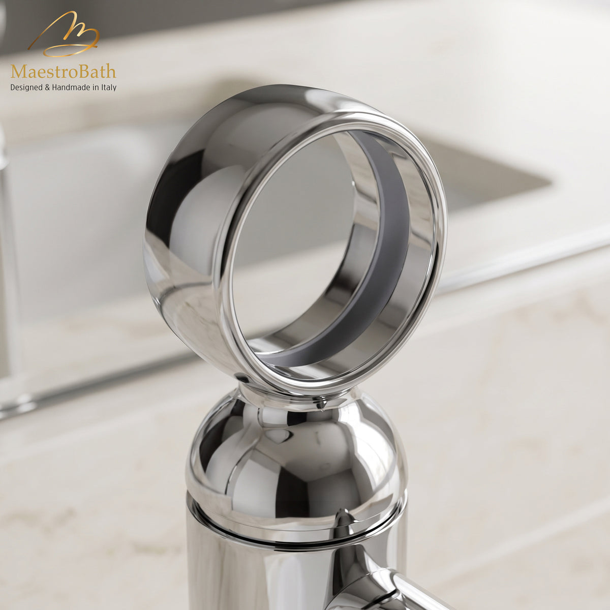 Deck mounted brass single hole bathroom faucet, shown in polished chrome, 8.5 inch spout height and a 5.1 inch spout reach #color_polished chrome
