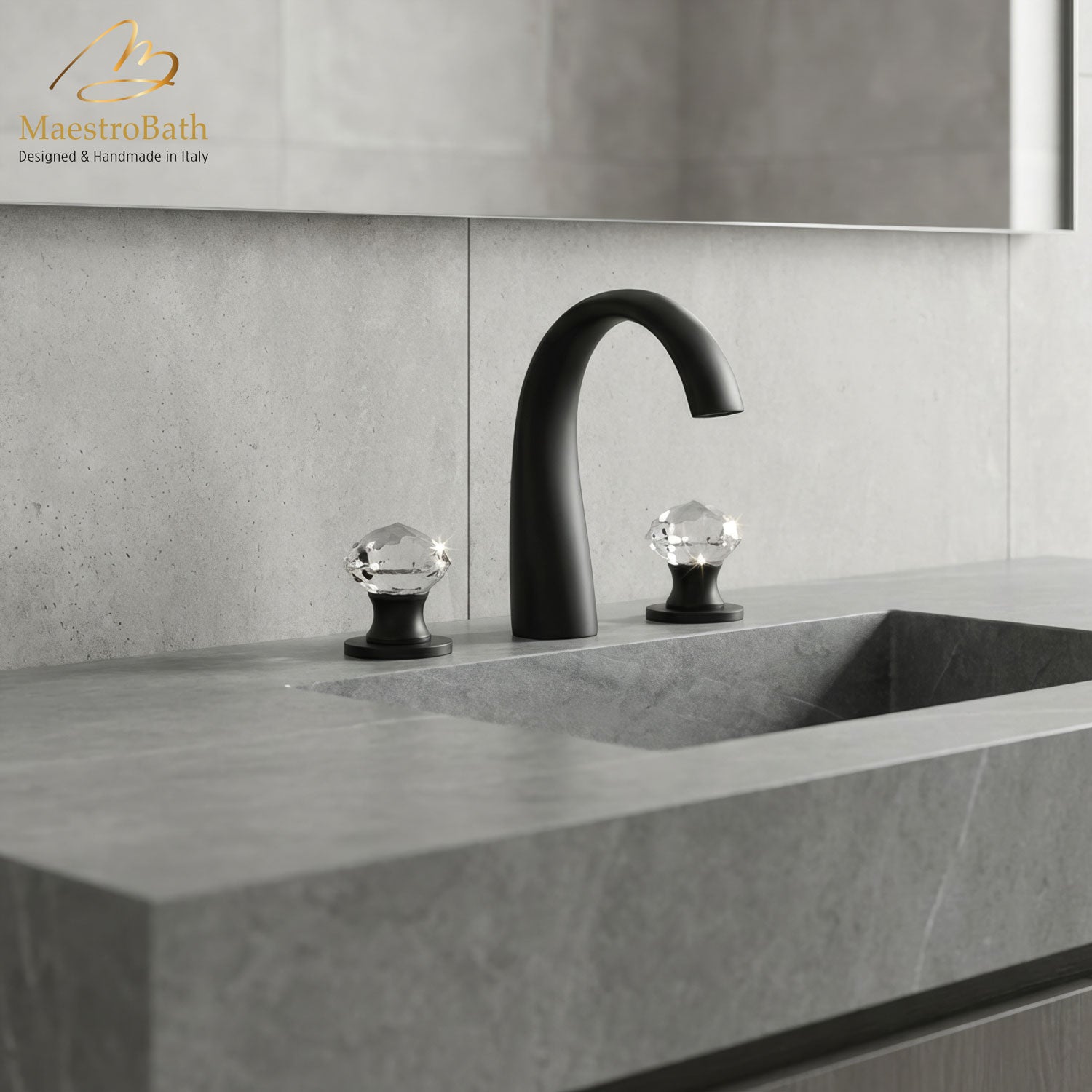 Rock 3-Hole Crystal Bathroom Faucet | Black #color_black