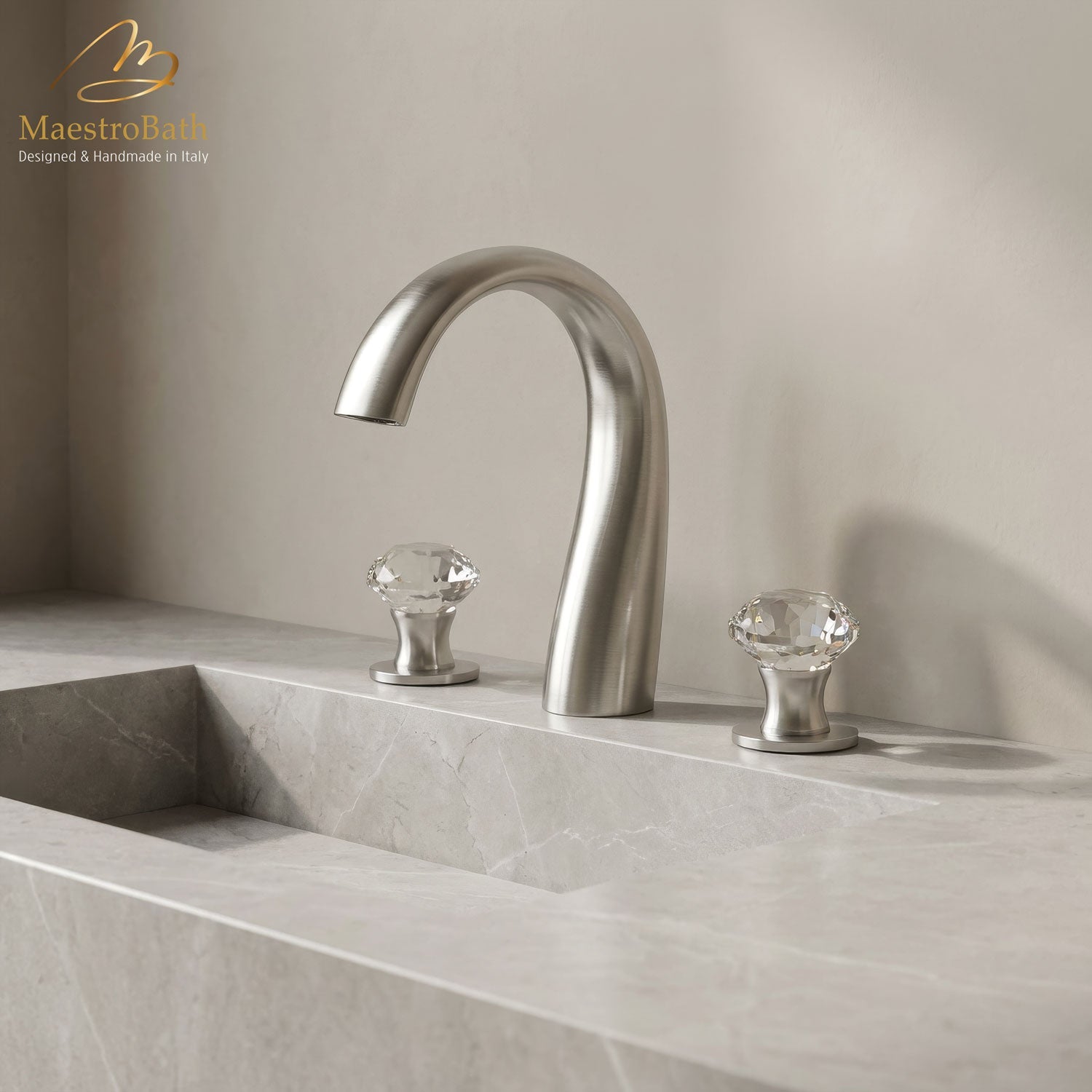 Rock 3-Hole Crystal Bathroom Faucet | Polished Nickel #color_polished nickel