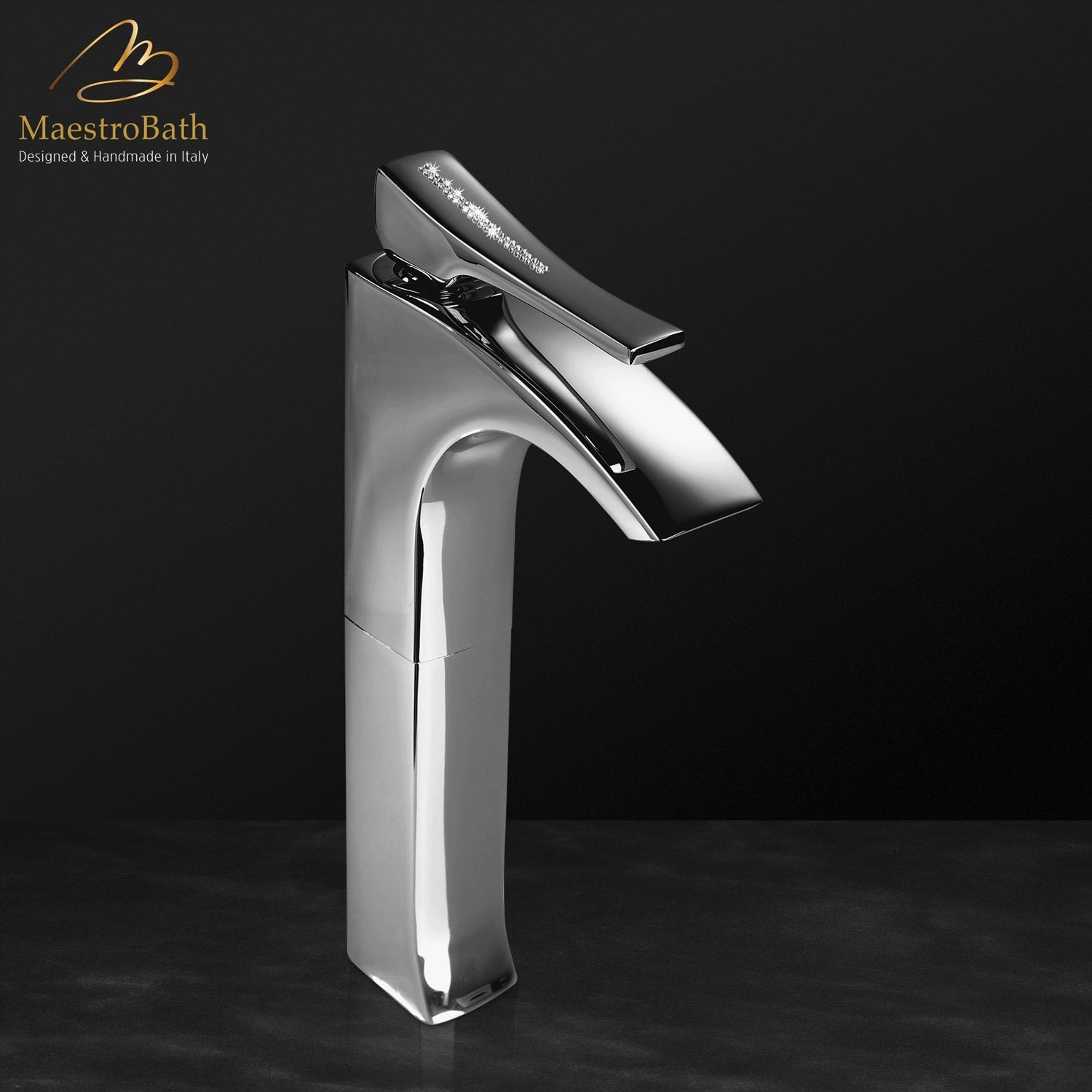 Skip Diamond 1-Hole Polished Chrome Luxury Vessel Sink Faucet #color_polished chrome