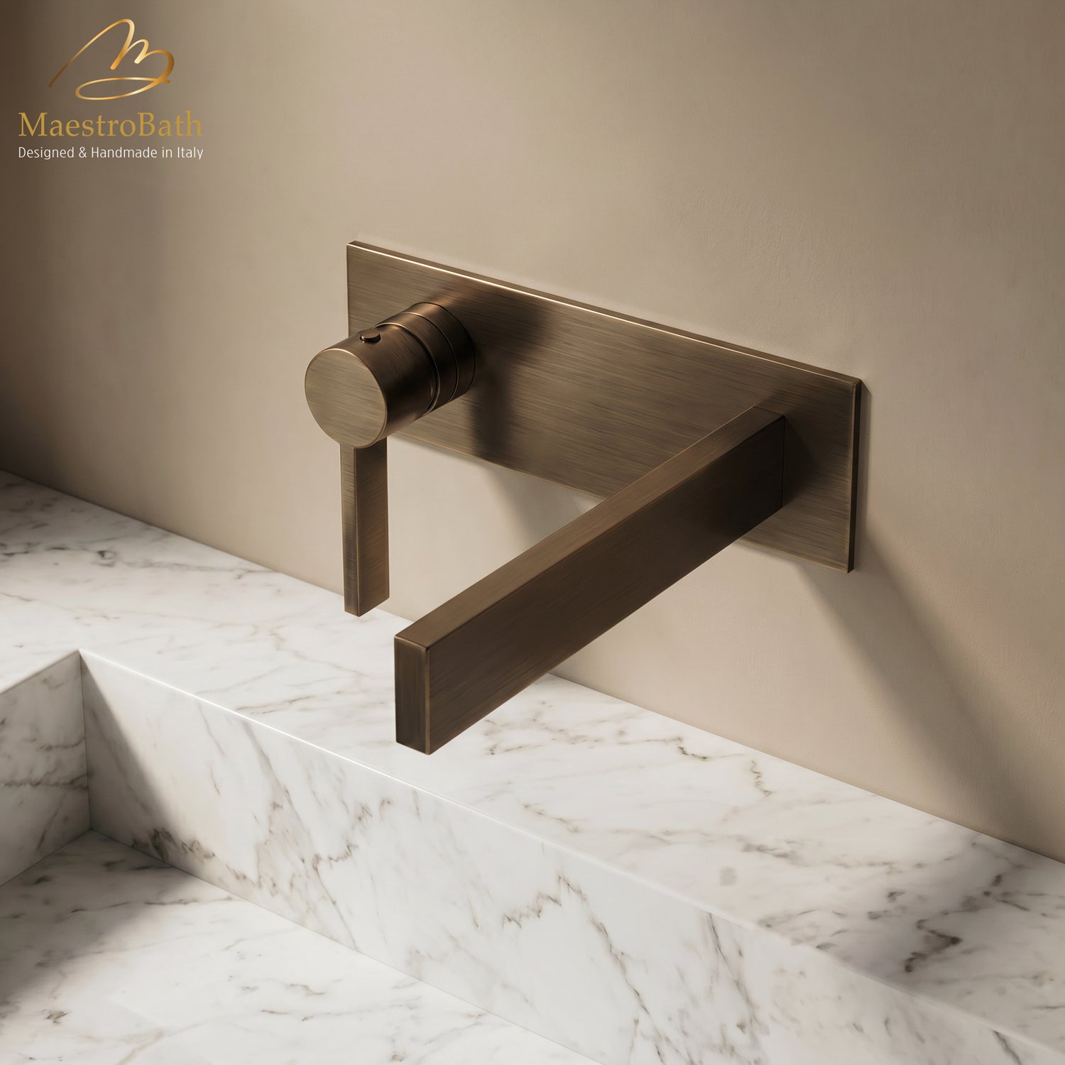 Luxury Wall Mount Bathroom Faucet Caso Tobacco #color_Tobacco