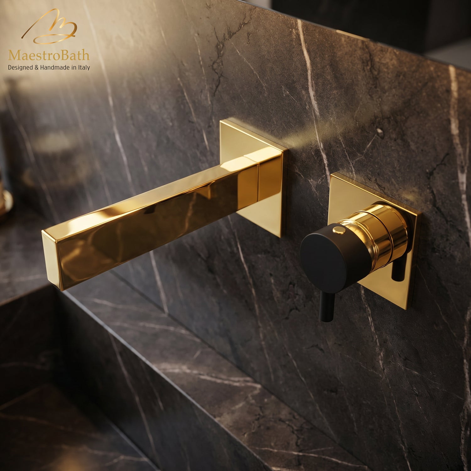 Ultra Modern Two Hole Bathroom Faucet | Polished Gold #color_polished gold