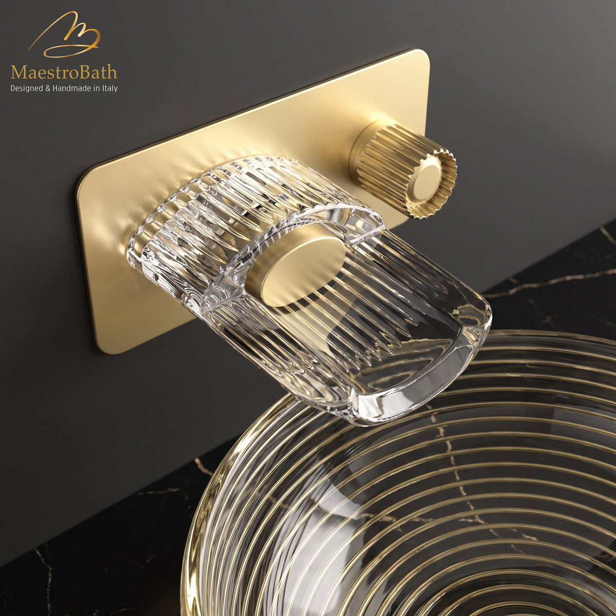 Clivia Luxury Wall Mount Bathroom Faucet #color_satin gold