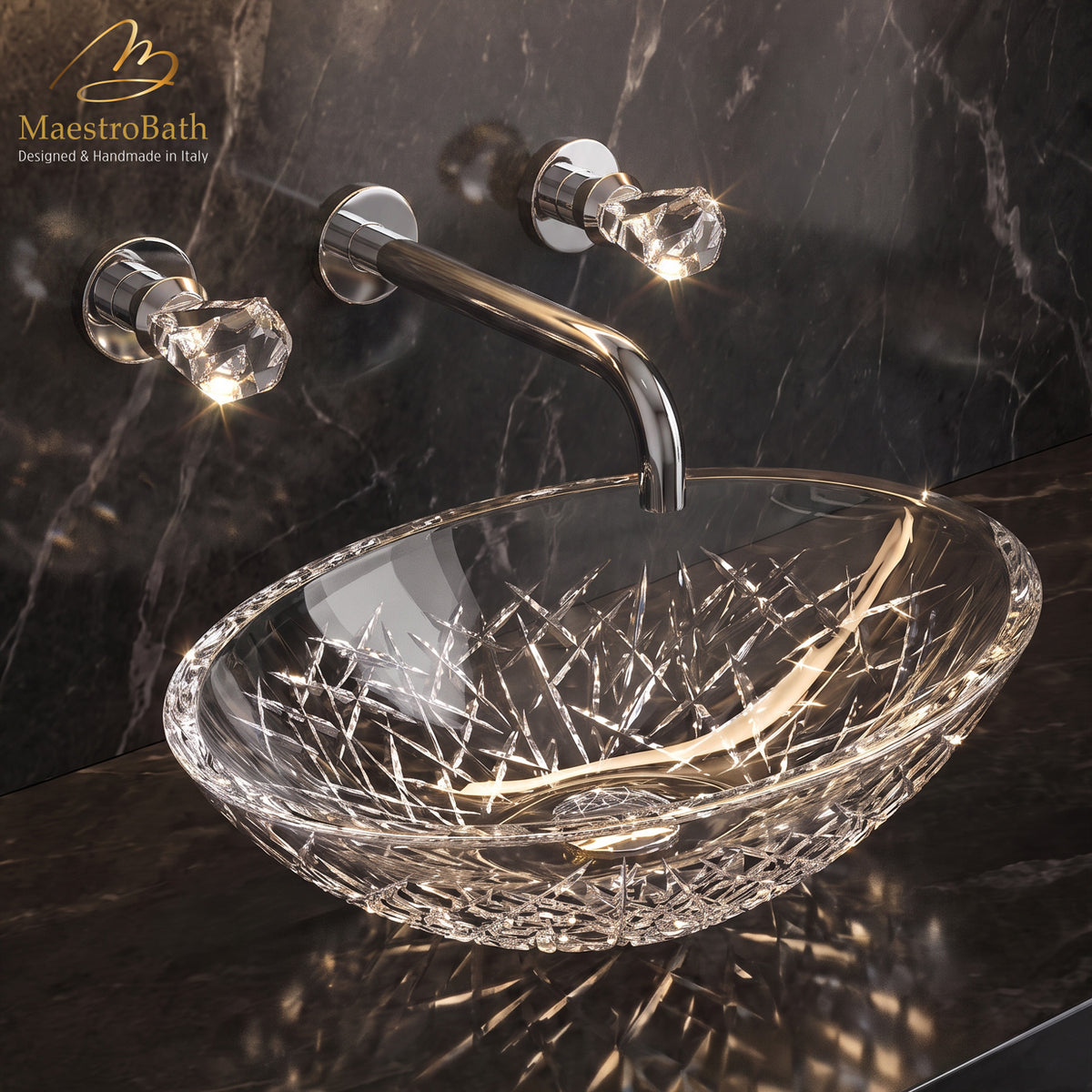 Lux Crystal Wall Mount Bathroom Faucet #color_polished chrome
