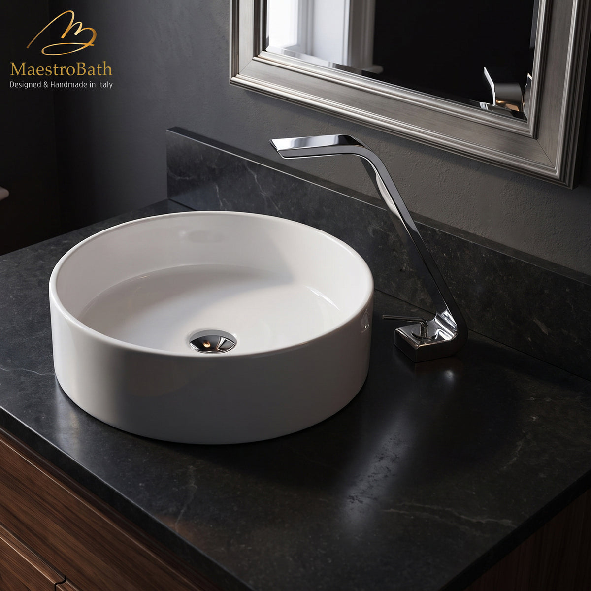 Deck mounted brass vessel sink faucet, shown in polished chrome, 10.3 inch spout height and a 5.9 inch spout reach #color_polished chrome