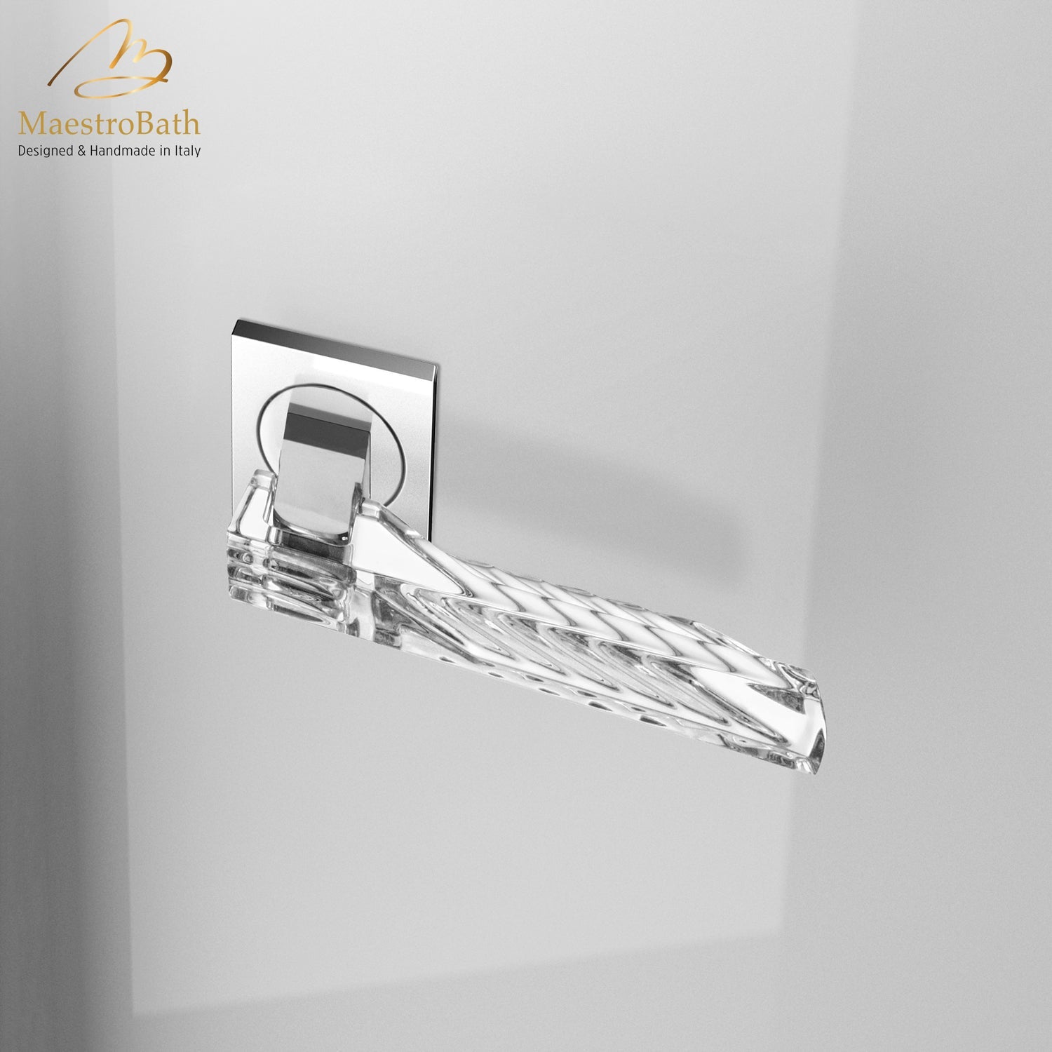 CARBON Crystal Door Handle | Clear/Chrome