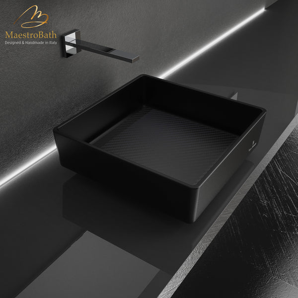 Carbon Tech by Tonino Lamborghini Vessel Sink #color_black mat
