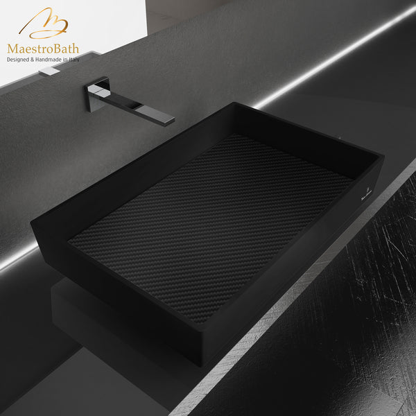 Carbon Tech XL by Tonino Lamborghini Vessel Sink #color_black mat