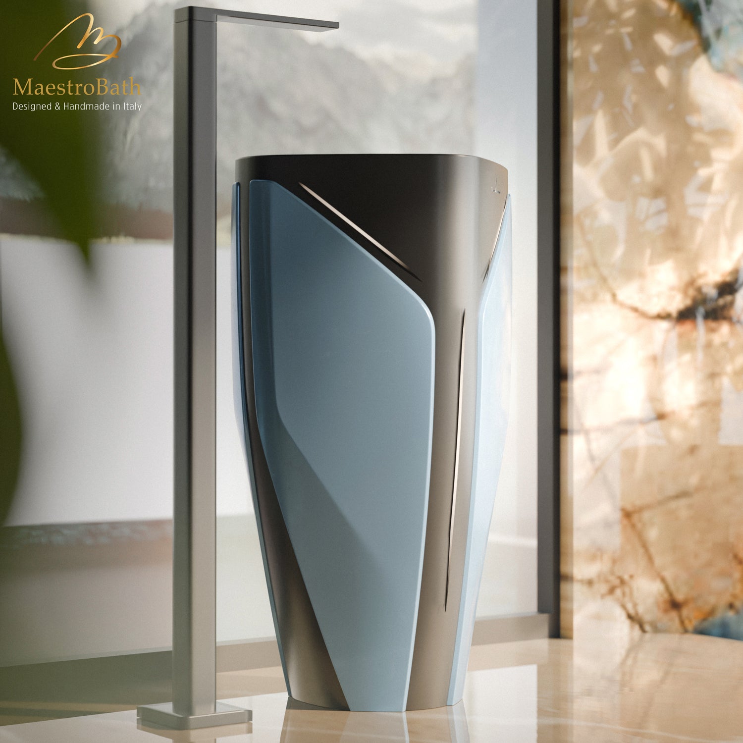 Iconico by Tonino Lamborghini Freestanding Sink #color_Blue and Black