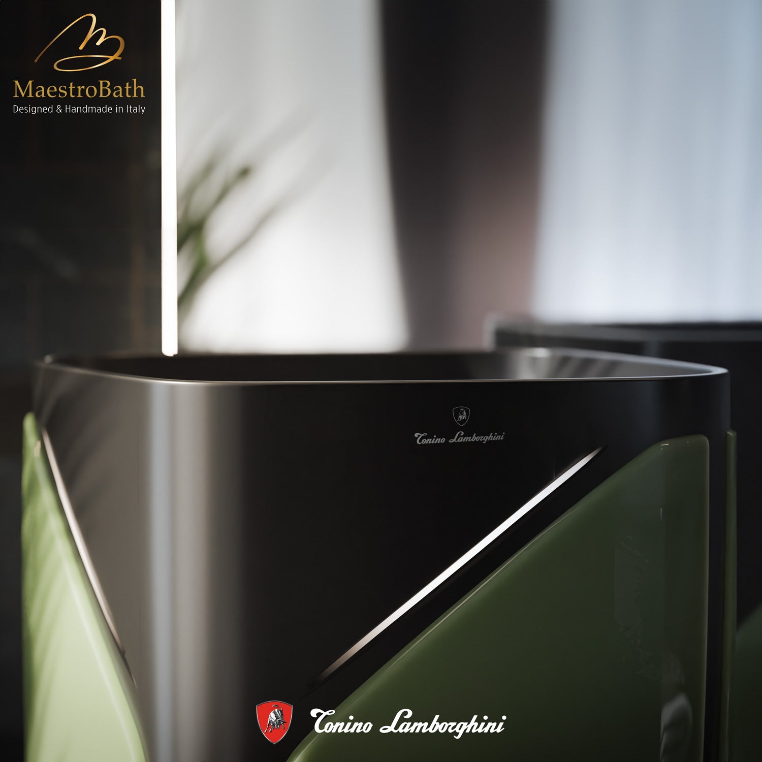 Iconico by Tonino Lamborghini Freestanding Sink #color_Green and Black