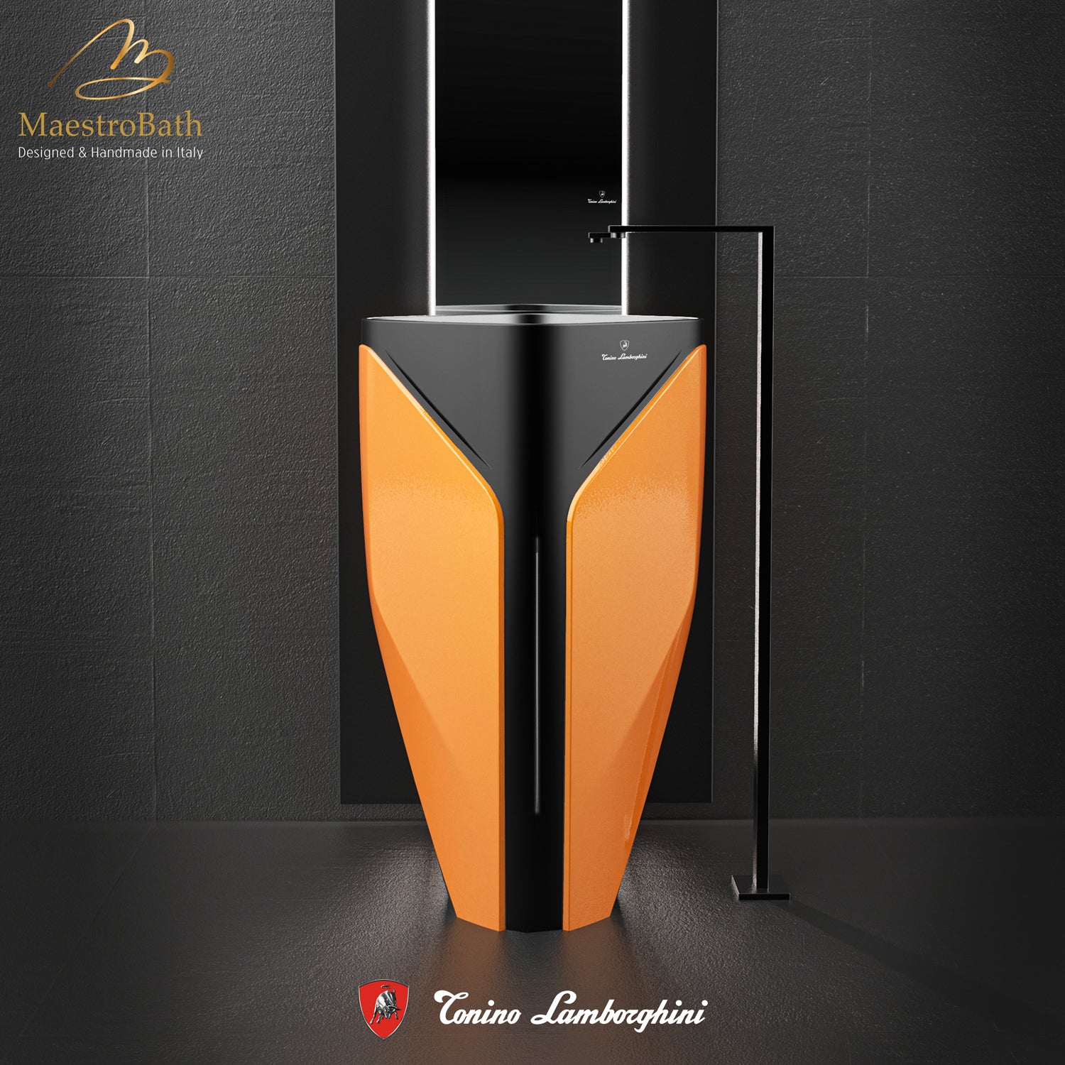 Iconico by Tonino Lamborghini Freestanding Sink #color_Orange and Black
