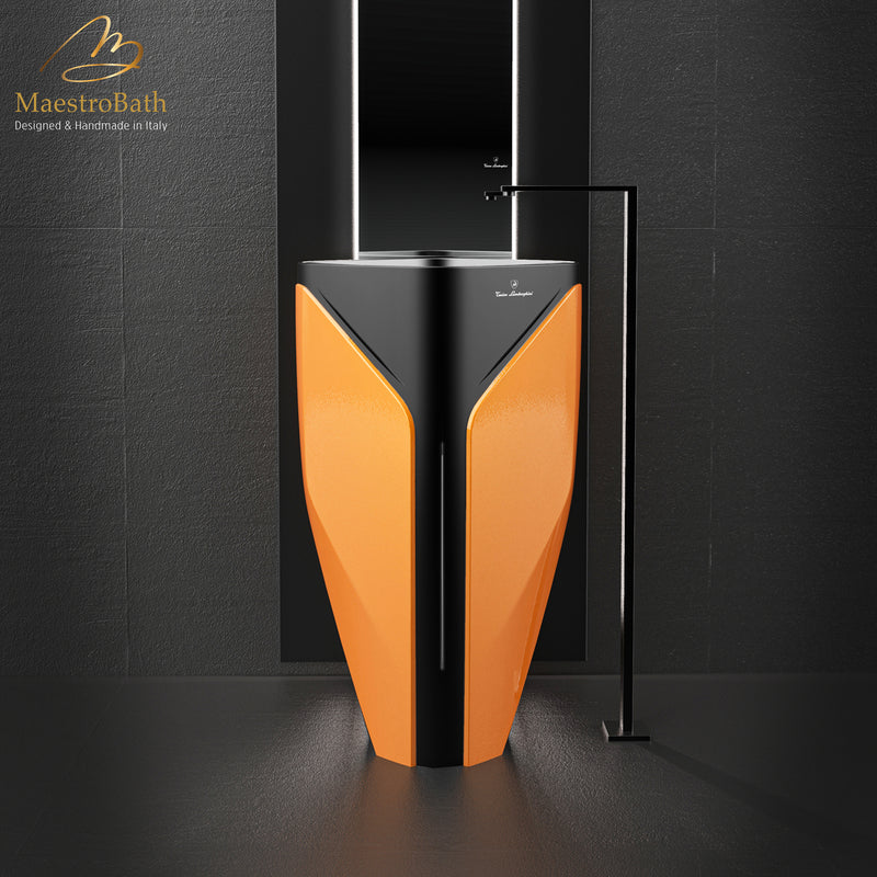 Iconico by Tonino Lamborghini Freestanding Sink | Orange & Black