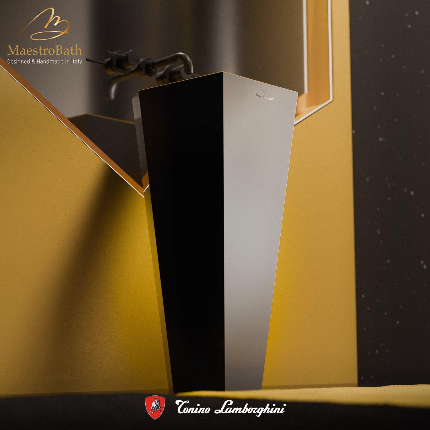Vision by Tonino Lamborghini Freestanding Sink #color_black mat / giallo