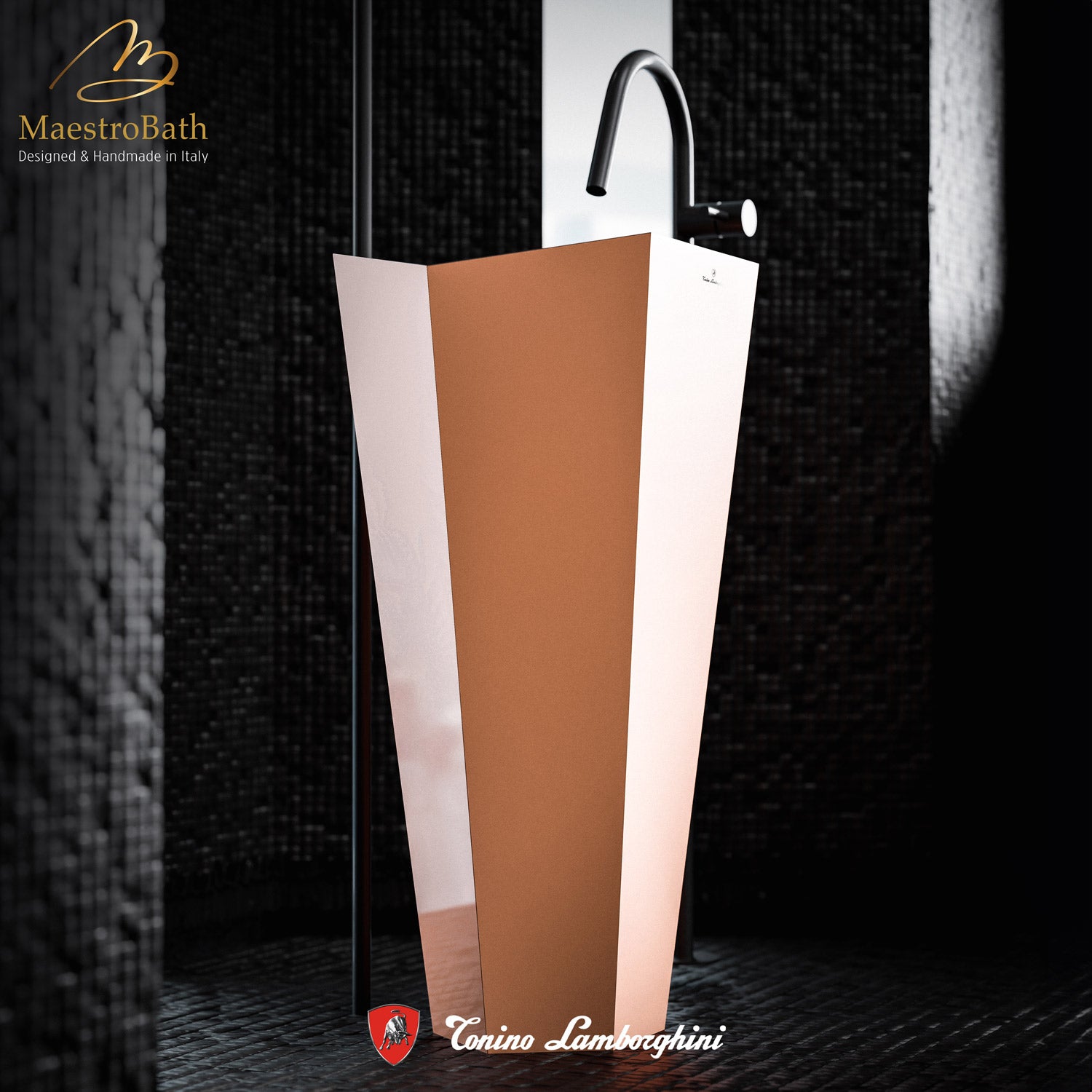 Vision by Tonino Lamborghini Freestanding Sink #color_rosa sahara / black mat