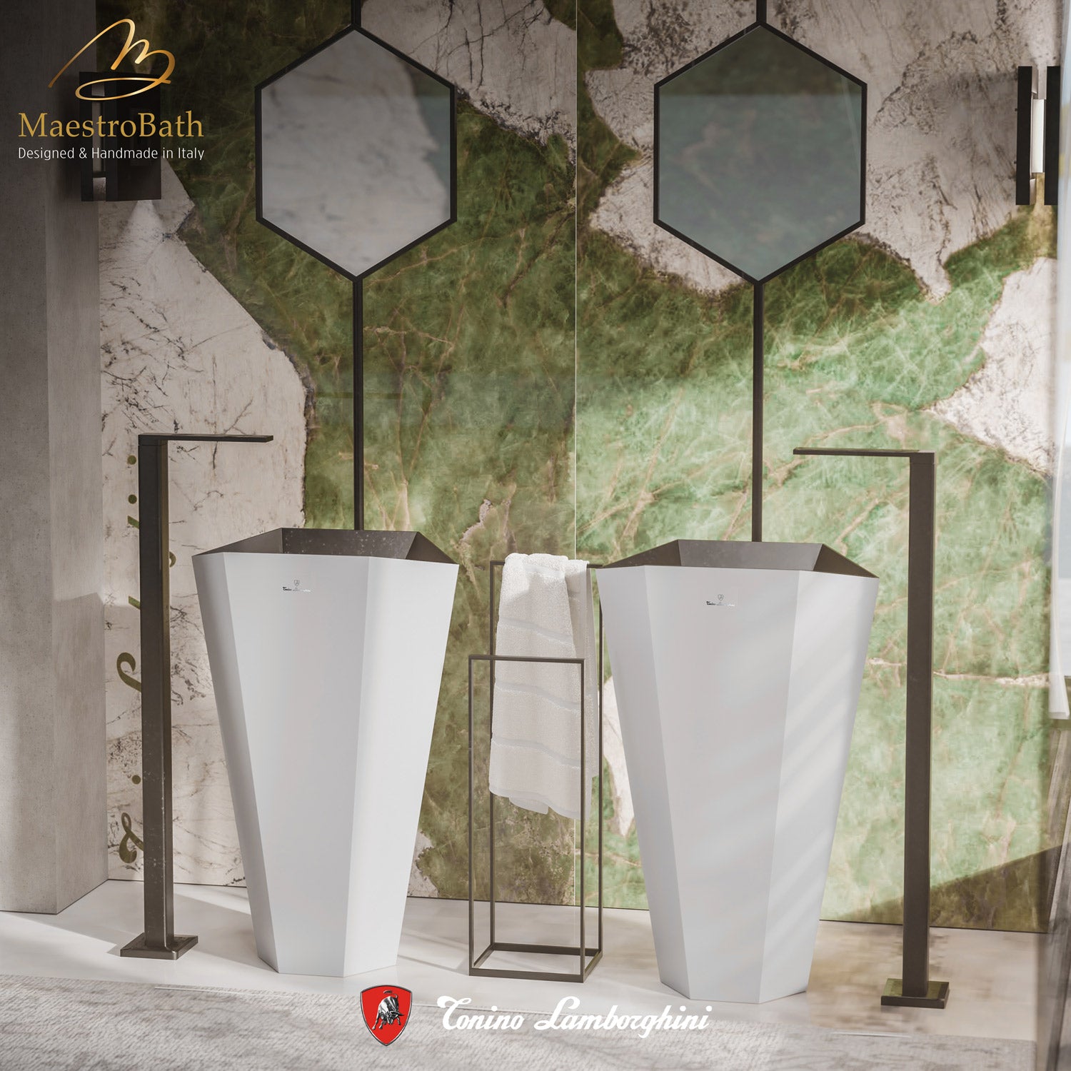 Vision by Tonino Lamborghini Freestanding Sink #color_white / black