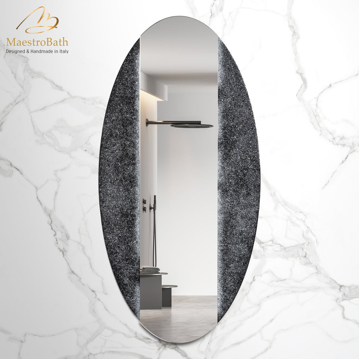 Ellipse Luxury LED Backlit Mirror | Black #color_black